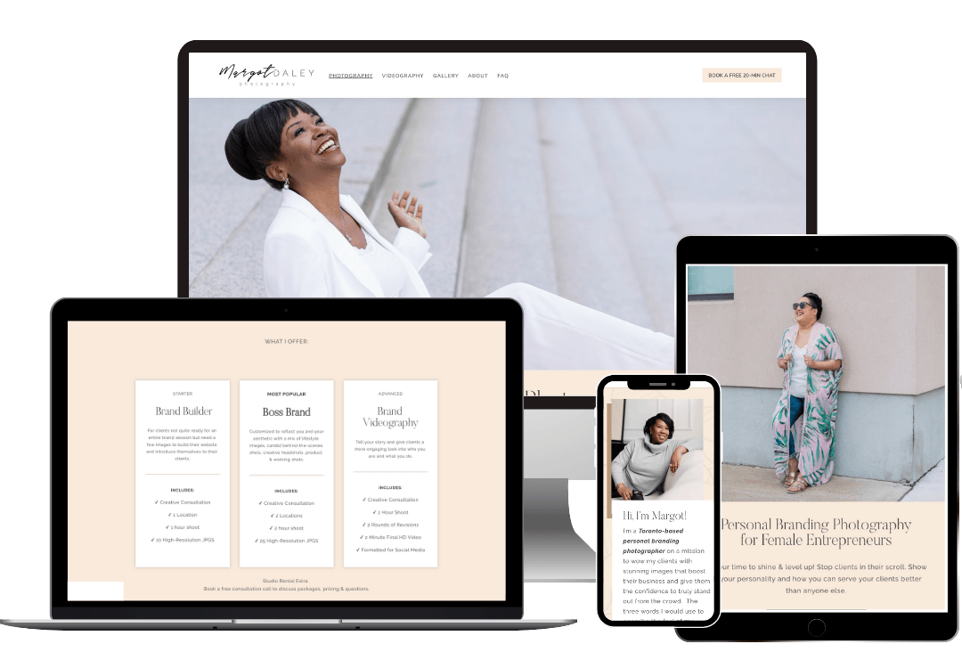 Mockup of photographer client website design