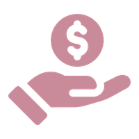 Pink hand with money icon above it