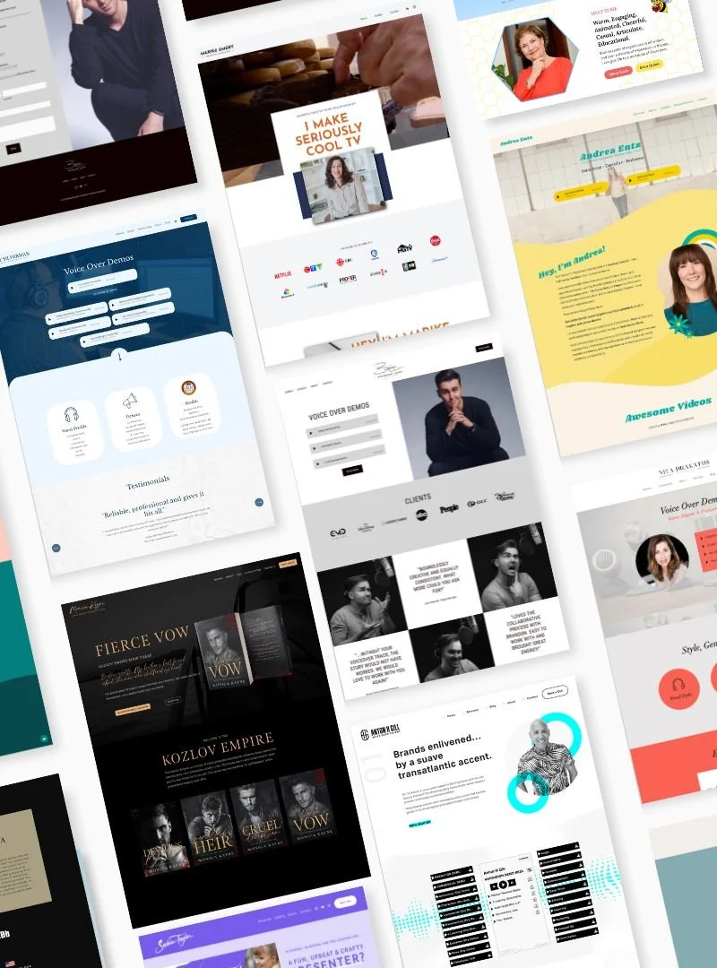 Screenshots of one page websites for creatives