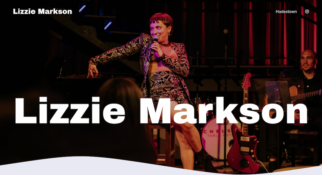 Hompage of example Actor Potrfolio website on Squarespace for Lizzie Markson