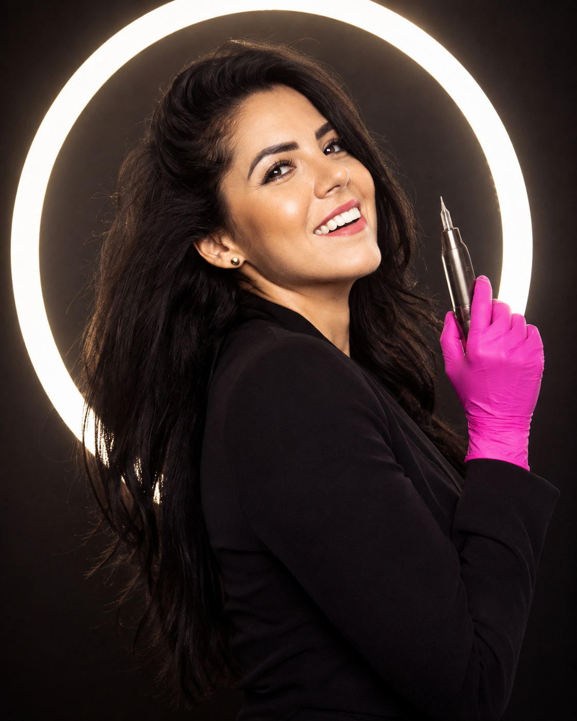 Professional headshot of a permanent makeup artist at Bellisima Brows, Manhattan NYC, expert in Nano Brows, Powder Brows, Eyeliner and lips.