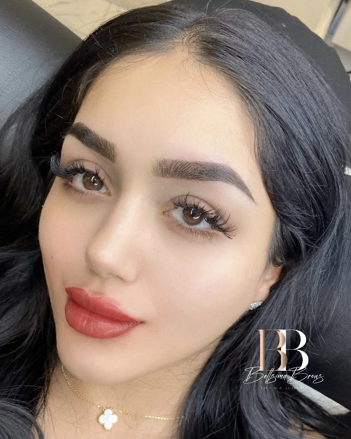 Elegant Powder Brows with a velvety shaded finish and softly sculpted shape created at Bellisima Brows in Manhattan, NYC.