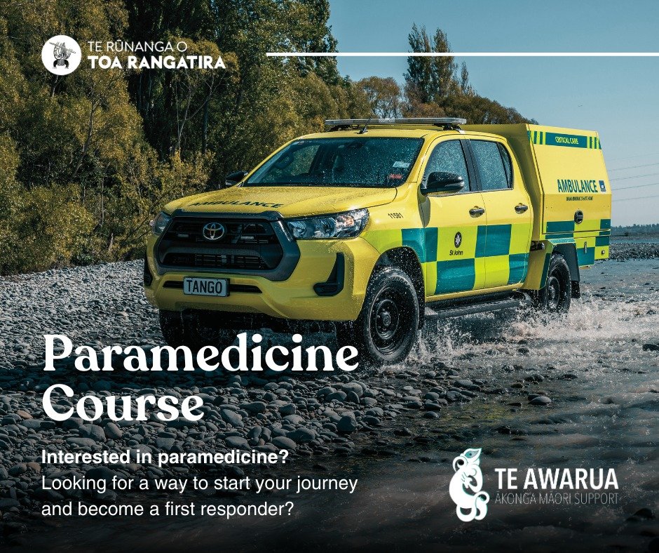 Te Awarua | Paramedicine Course 

Are you currently pursuing a career in paramedicine and seeking assistance to kickstart your journey or need support to gain your qualifications? We are here to support you!

We are pleased to offer:

🛠️ 14-week cou