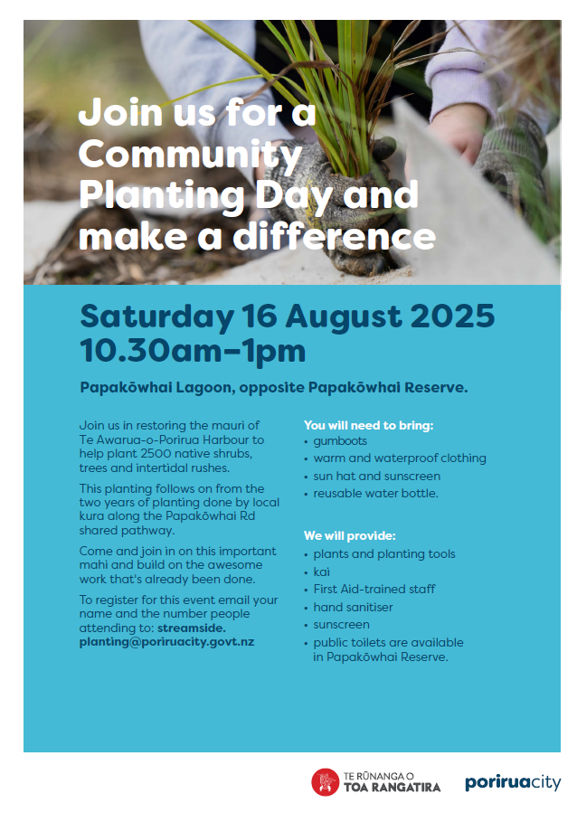 Papakōwhai Community Planting Day | Joint TROTR and Porirua Council Event