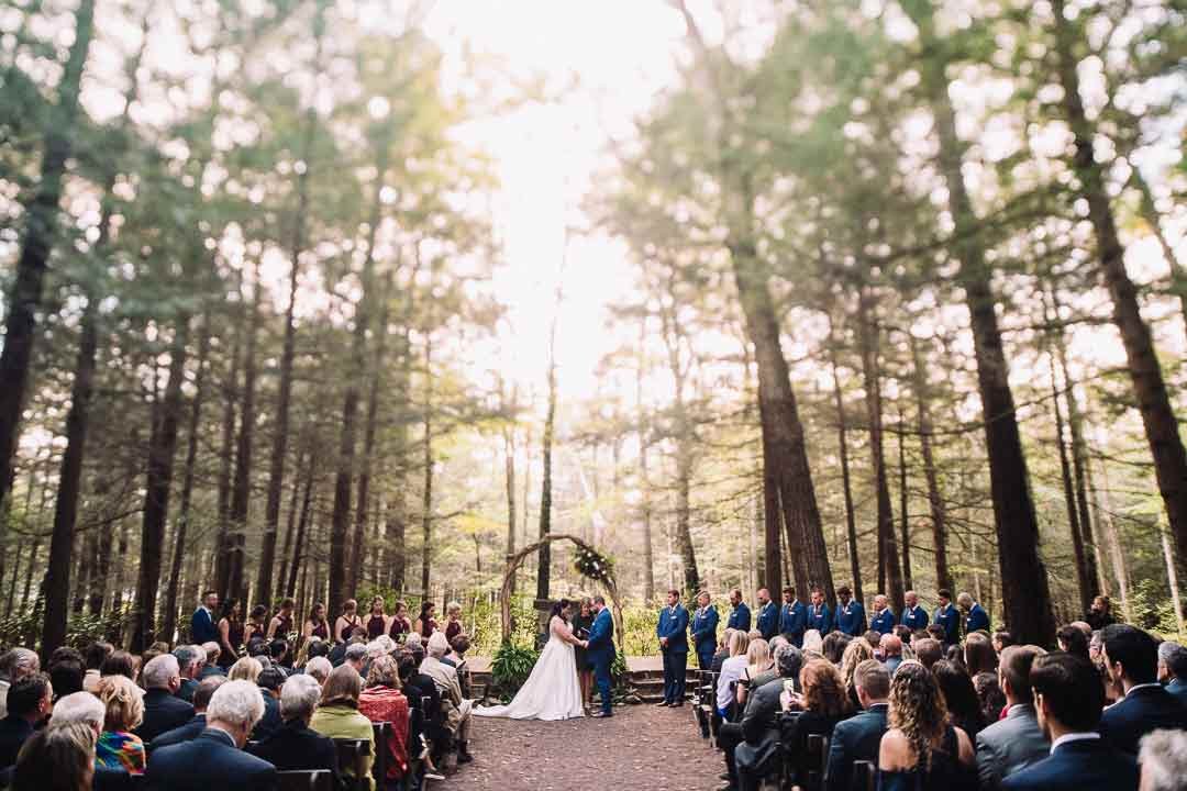 Wedding Ceremony in the Woods at Pocono Lake Preserve by DPNAK Events and Nina Lily Photography