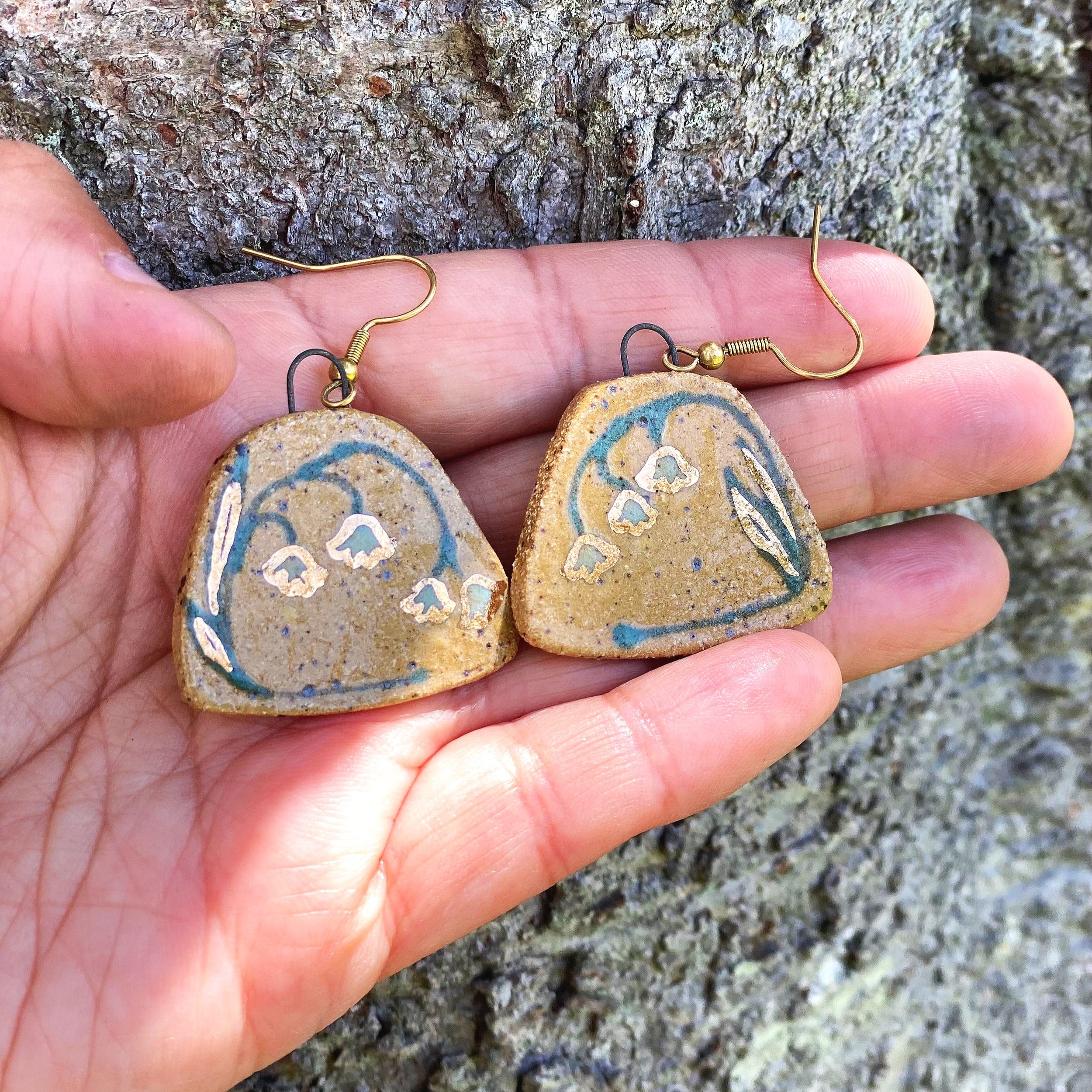 Golden Blue Bell Flower Earrings