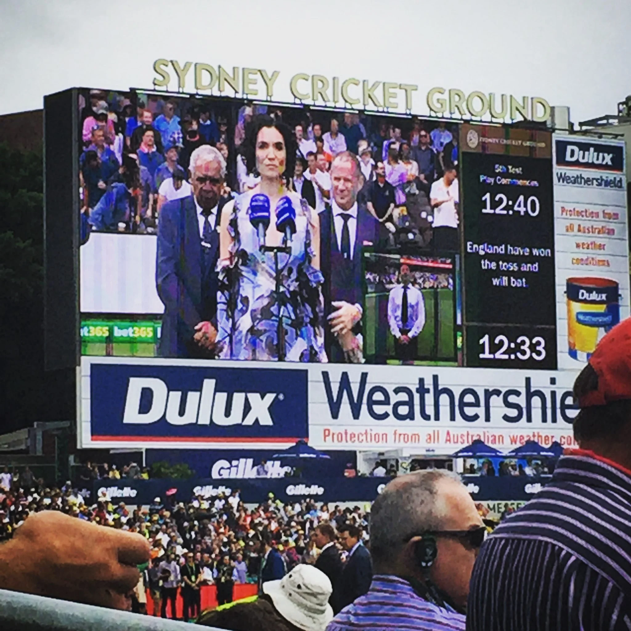 Singing UK national anthem at the SCG