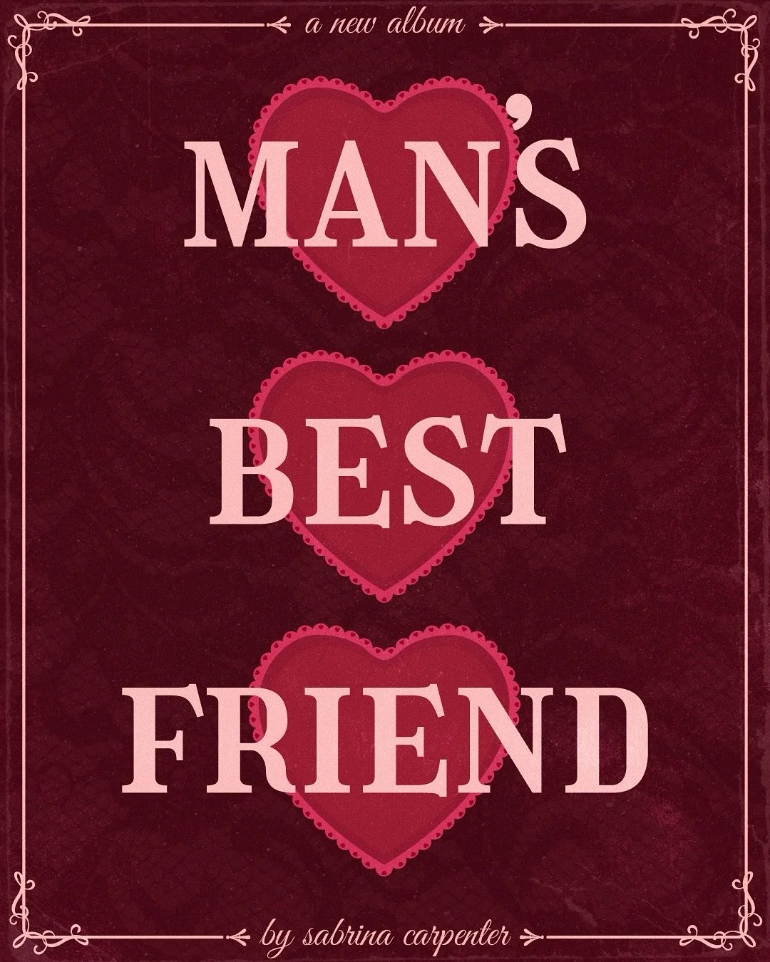 Man&rsquo;s Best Friend is HERE! ❤️🐶 Do you have a favorite track? 
&bull;
&bull;
&bull;
#graphicdesign #adobe #design #explore #sabrinacarpenter #mansbestfriend #shortnsweet #oliviarodrigo #harrystyles #chappellroan #fangirl #taylorswift #thelifeof