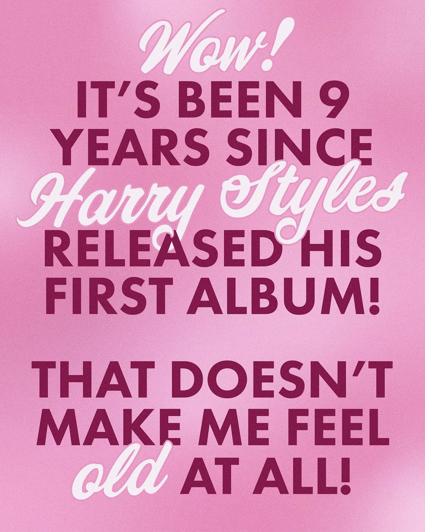 Happy anniversary sweet pookie sparkle princess hs1 I love you so much 💗💗 this album will always be so special anyways I do feel old wdym 9 years ago??
&bull;
&bull;
&bull;
#womenoftype @womenoftype @hshq @harrystyles #hslot #hs1 #fangirl #graphicd