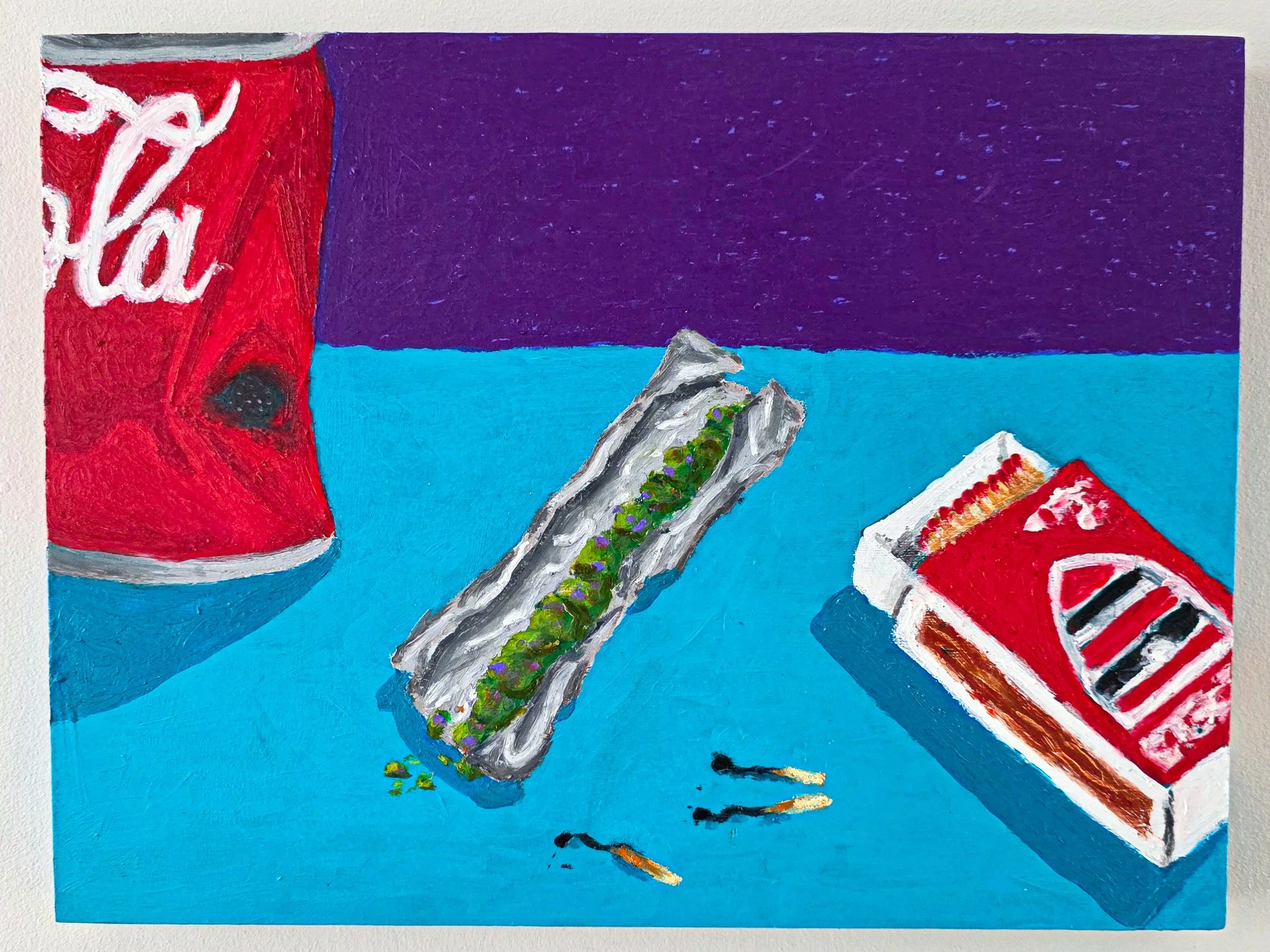 On a Budget
Acrylic and oil stick on cradled wood
225mm x 305mm

An exercise in composition, colour theory and New Zealand nostalgia 
