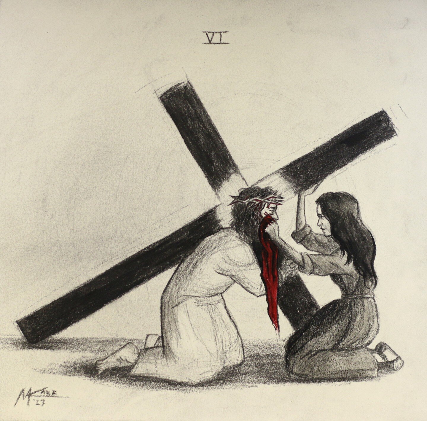 &ldquo;Permit me, Lord&rdquo;

I recently finished this commission for a client who eventually wants all 13 stations of the cross. But we started with his favorite: Veronica Wiping the Face of Jesus.

Veronica&rsquo;s gift was her compassion. Wiping 