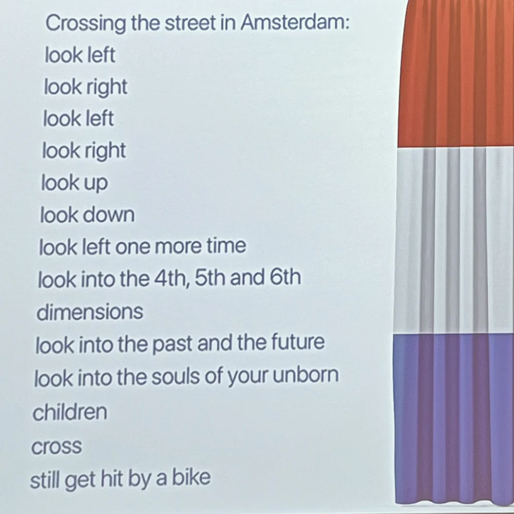  An accurate saying about bike traffic in the Netherlands. 