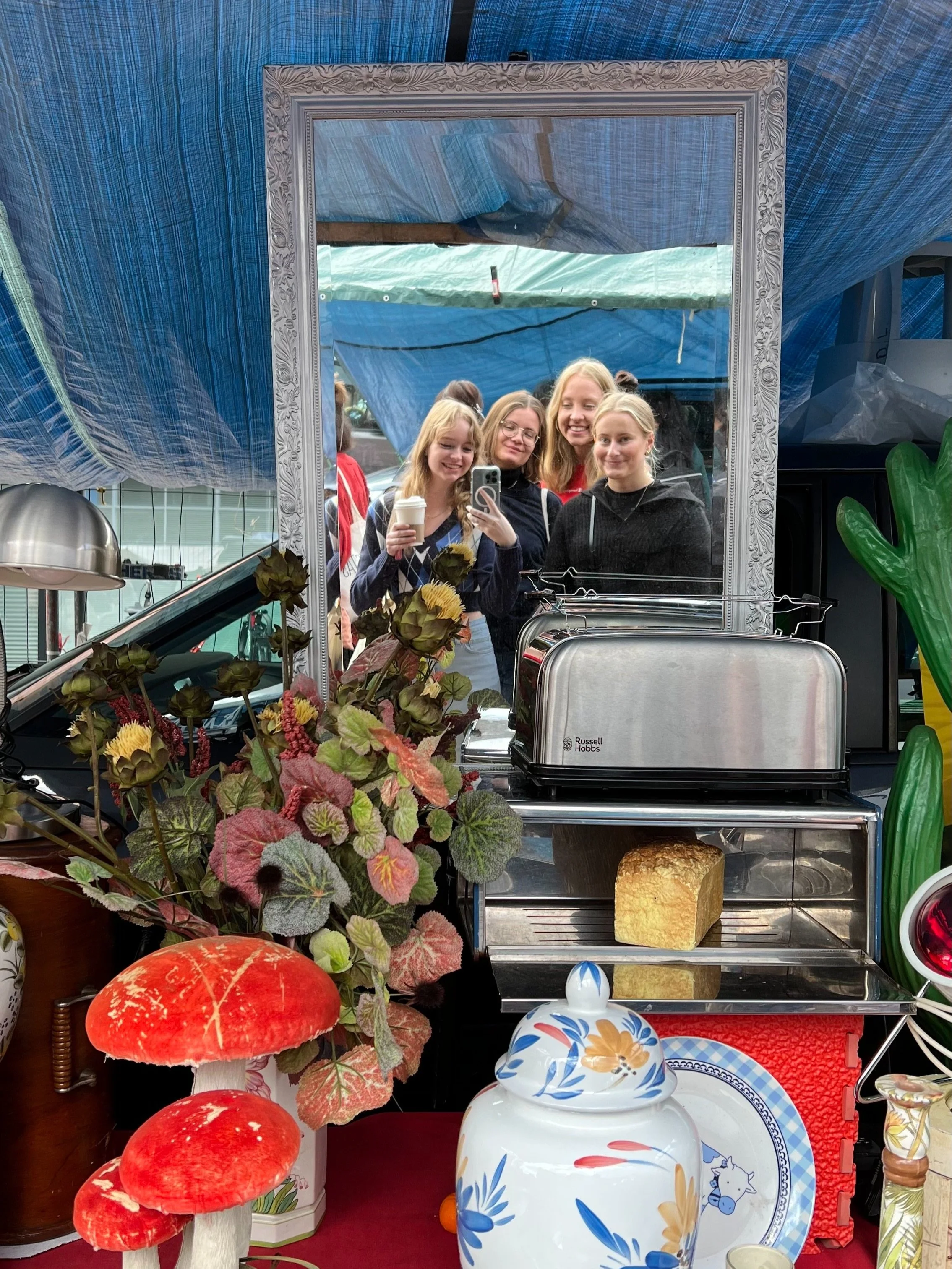 Me and a few of my friends (Sophia and Viola from Germany, Silje from Norway) at the IJ-Hallen Flea Market.
