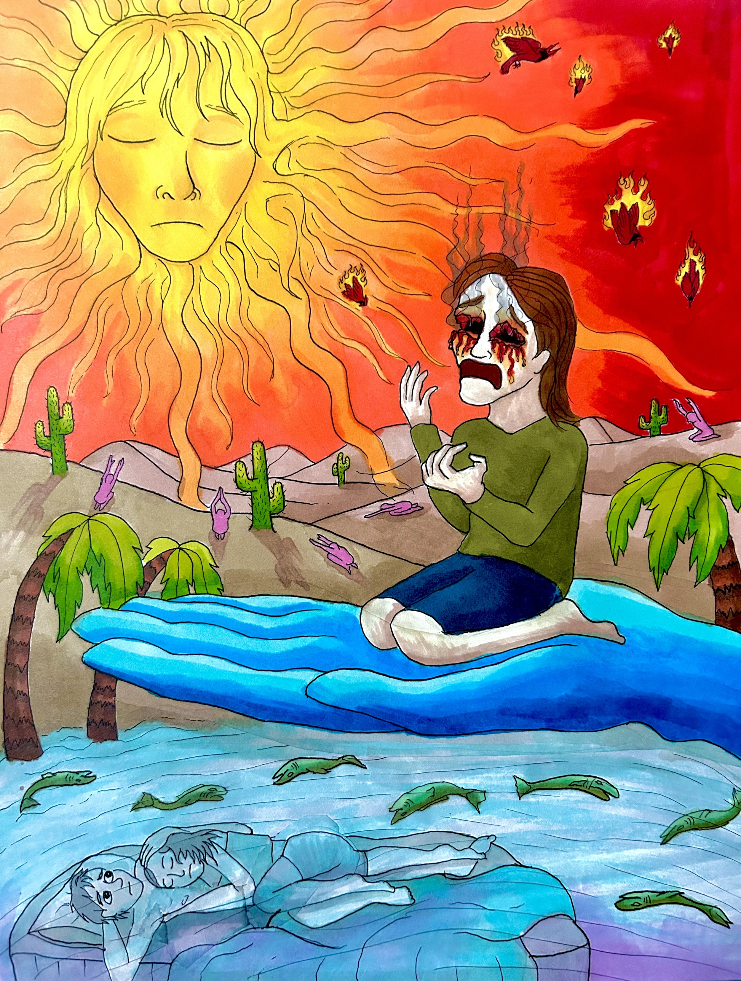 Oasis (Brush Marker and Ink, 2024)