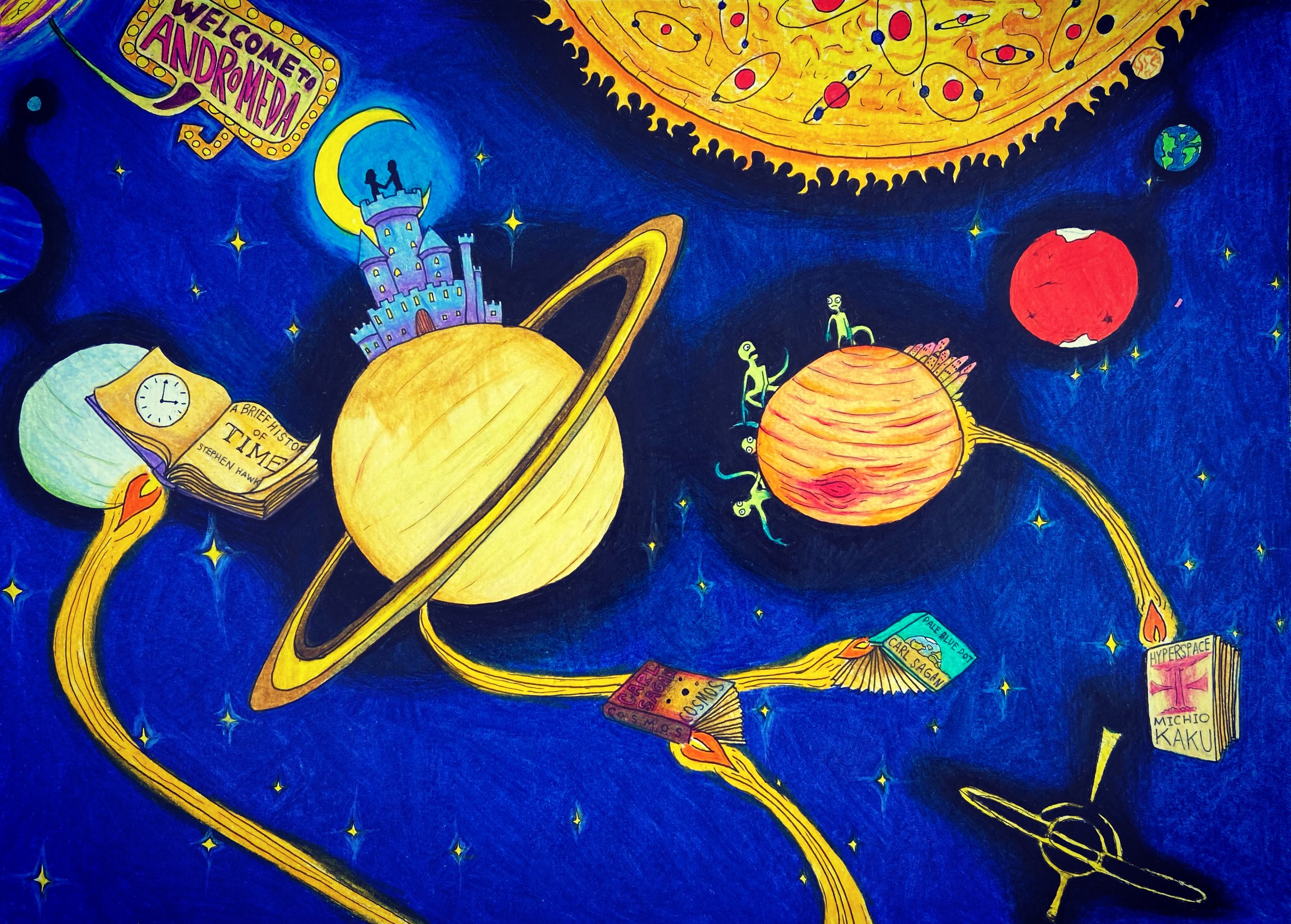 An Astrophysicist's Daydream (Colored Pencil and Ink, 2021) (SOLD)