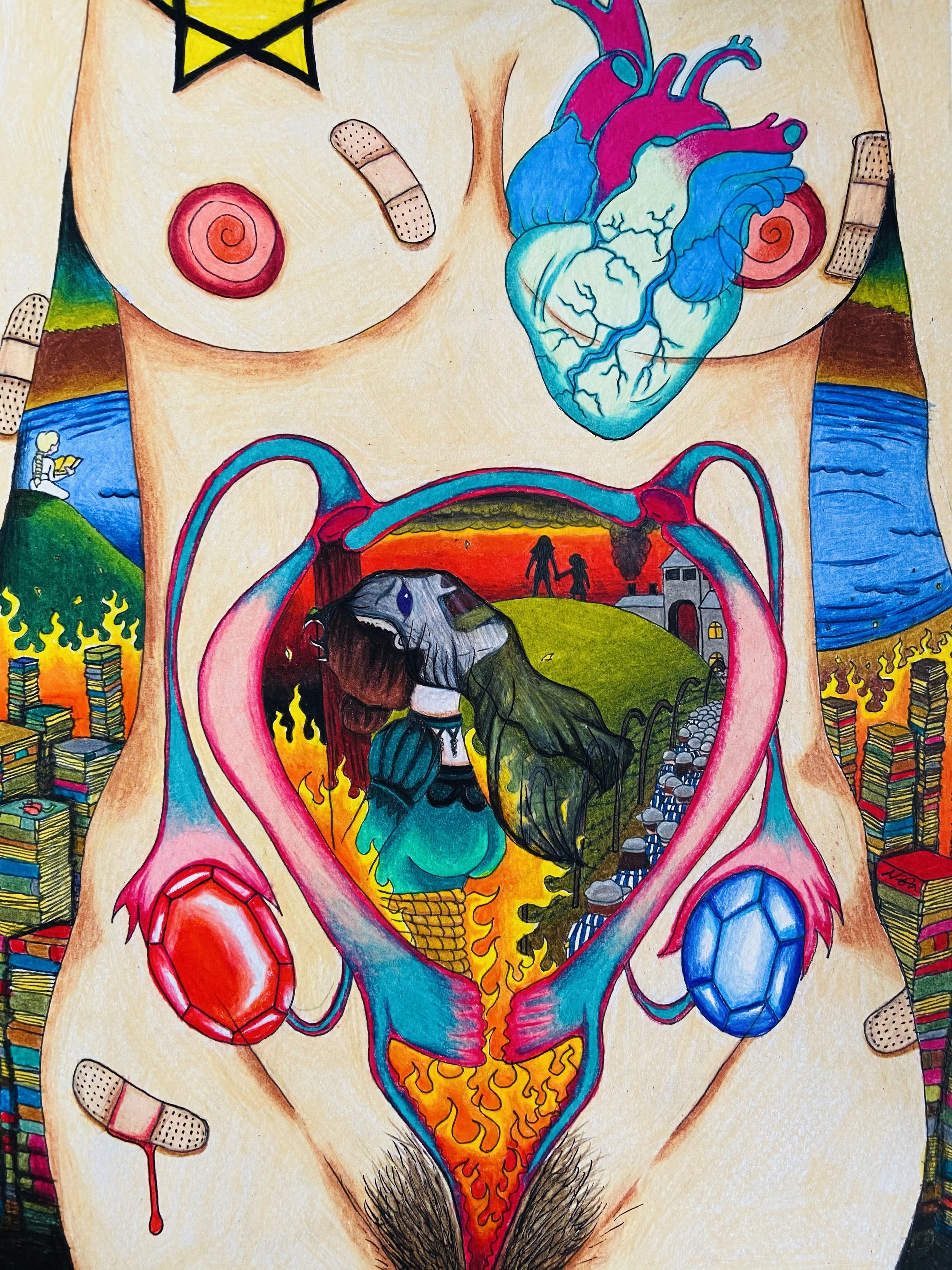 A Woman's Heart (Colored Pencil and Ink, 2021) (SOLD)