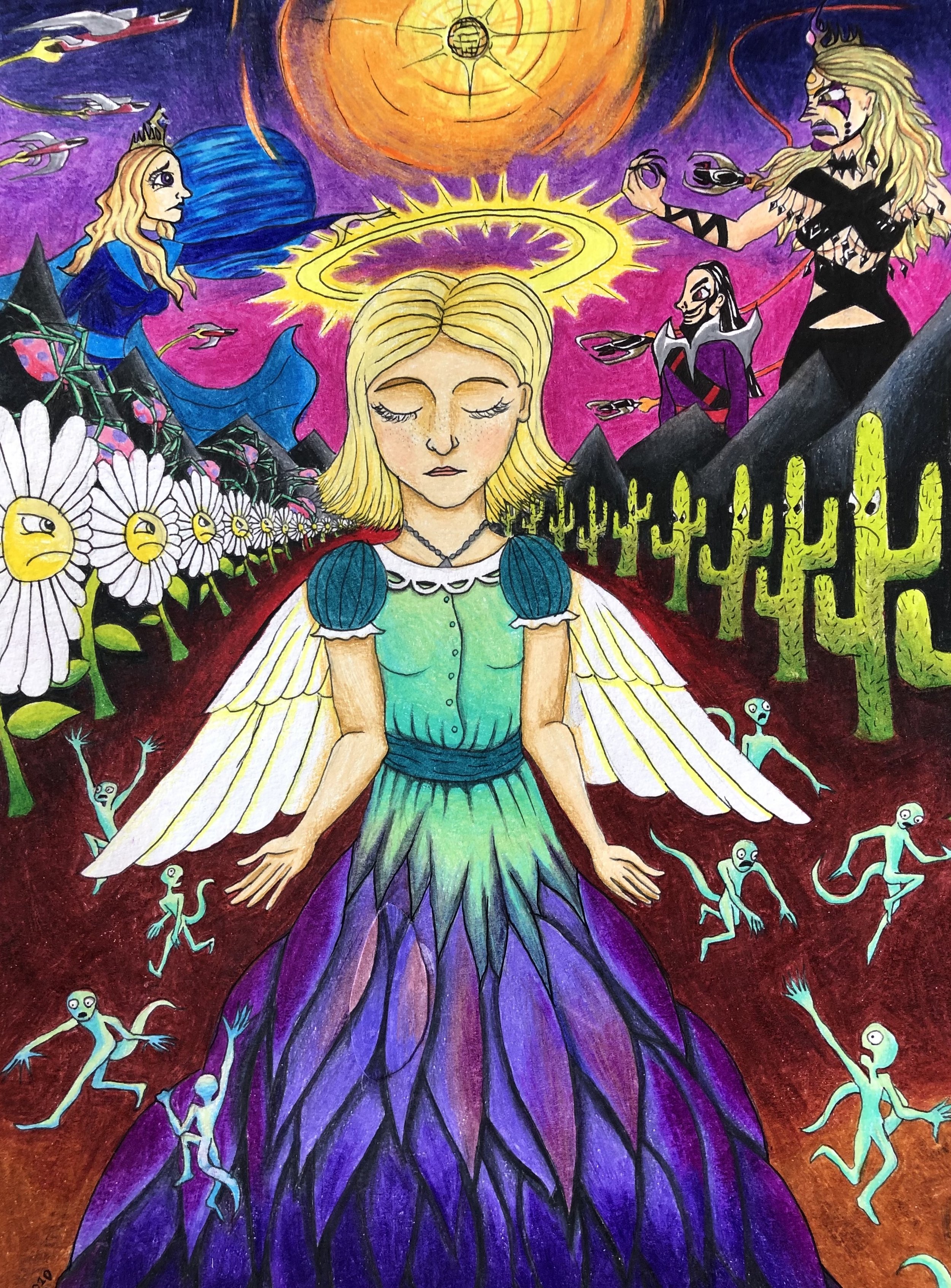 Over the Hills and Far Away (Colored Pencil and Ink, 2020)