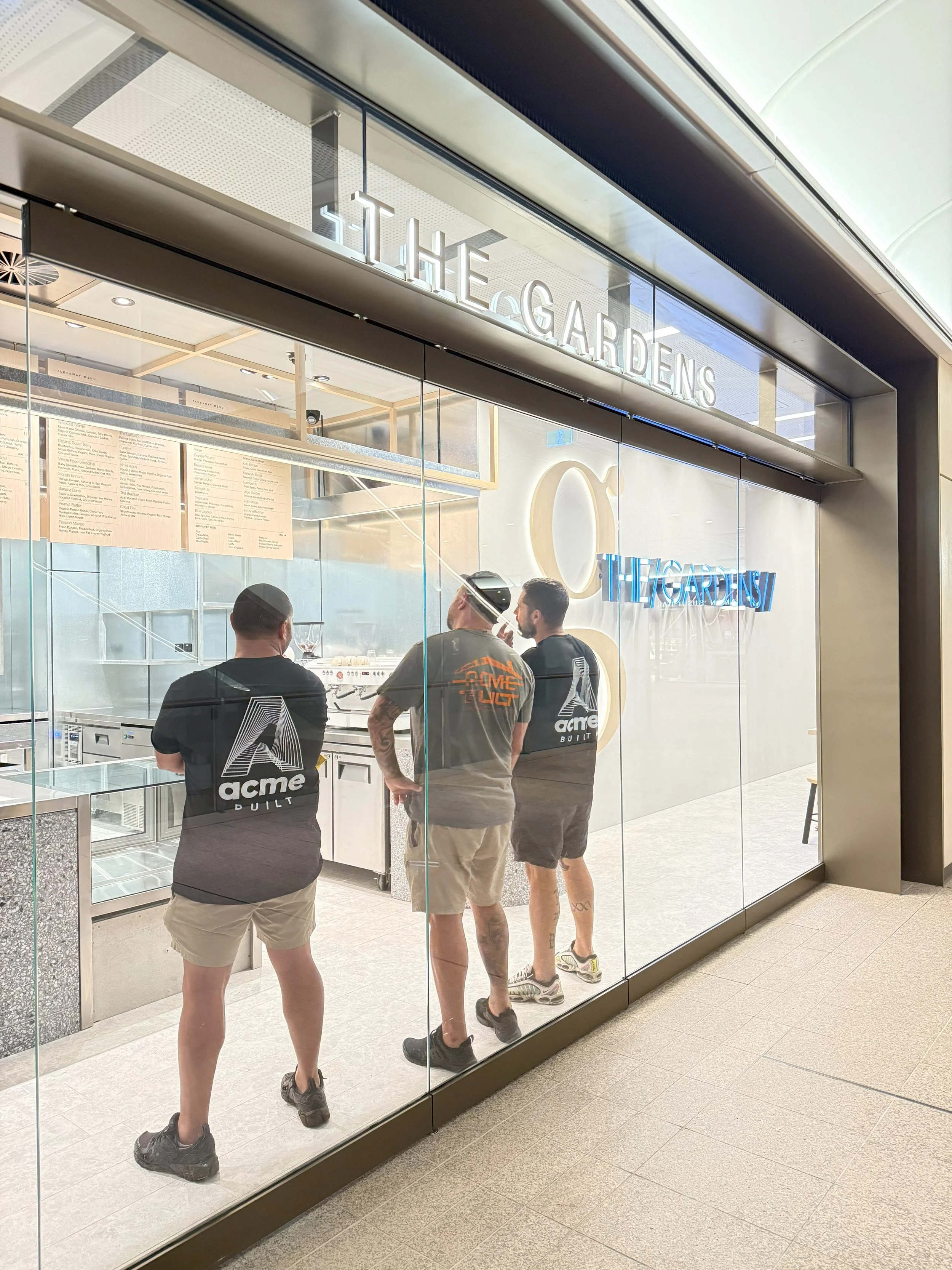 Acme Built team completing The Gardens café fit-out at Martin Place