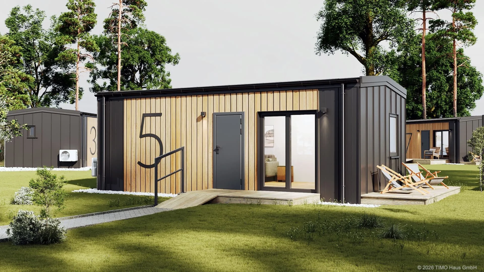 Visualisierung: Tiny Houses zur Vermietung und als Ferienhaus bei TIMO Haus.