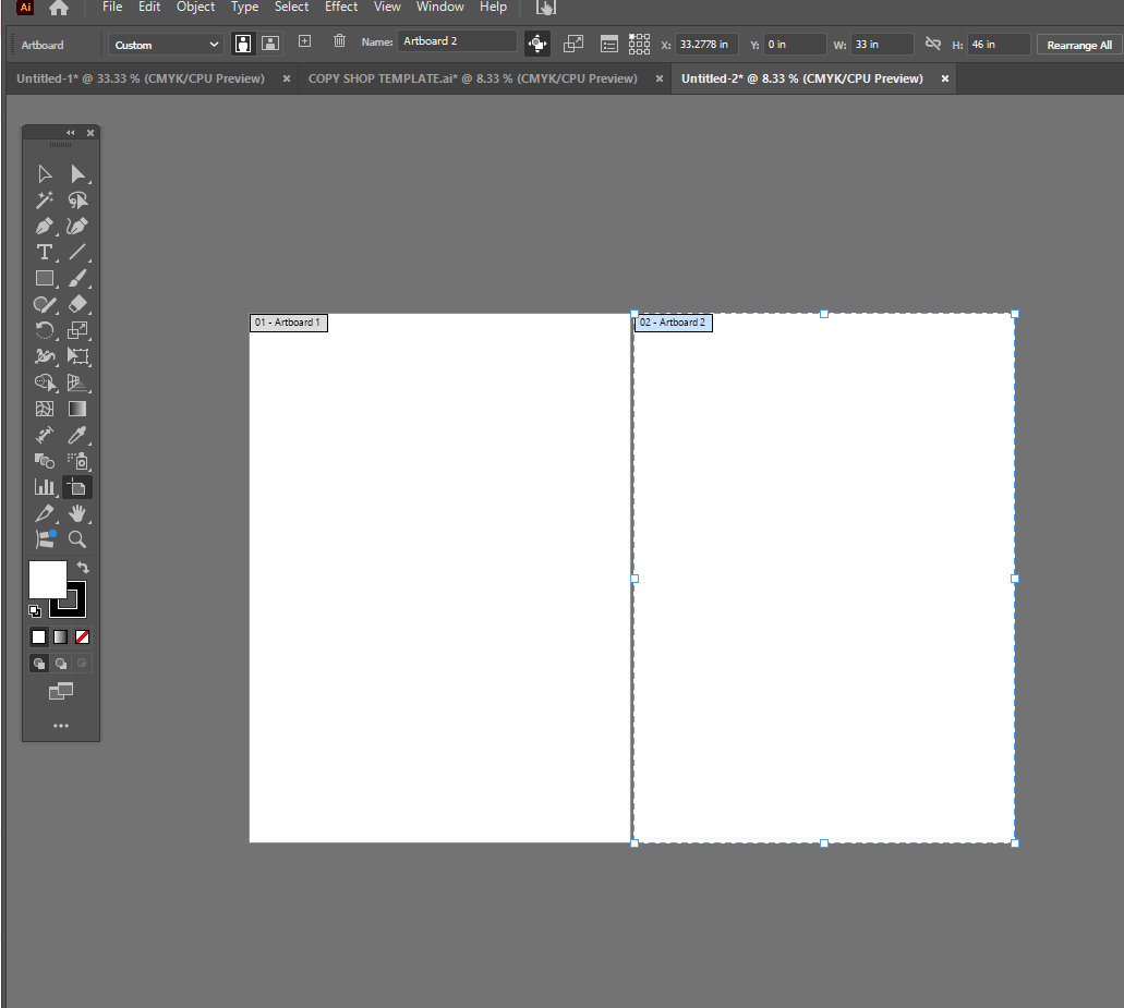 Adobe Illustrator window showing how to set up artboards for copyshop printout