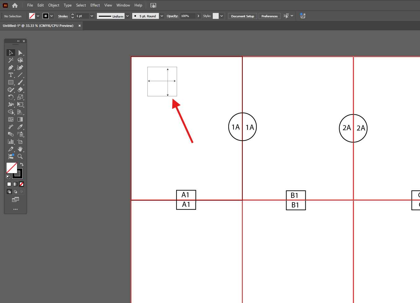 Adobe Illustrator window showing scale box reference for printing