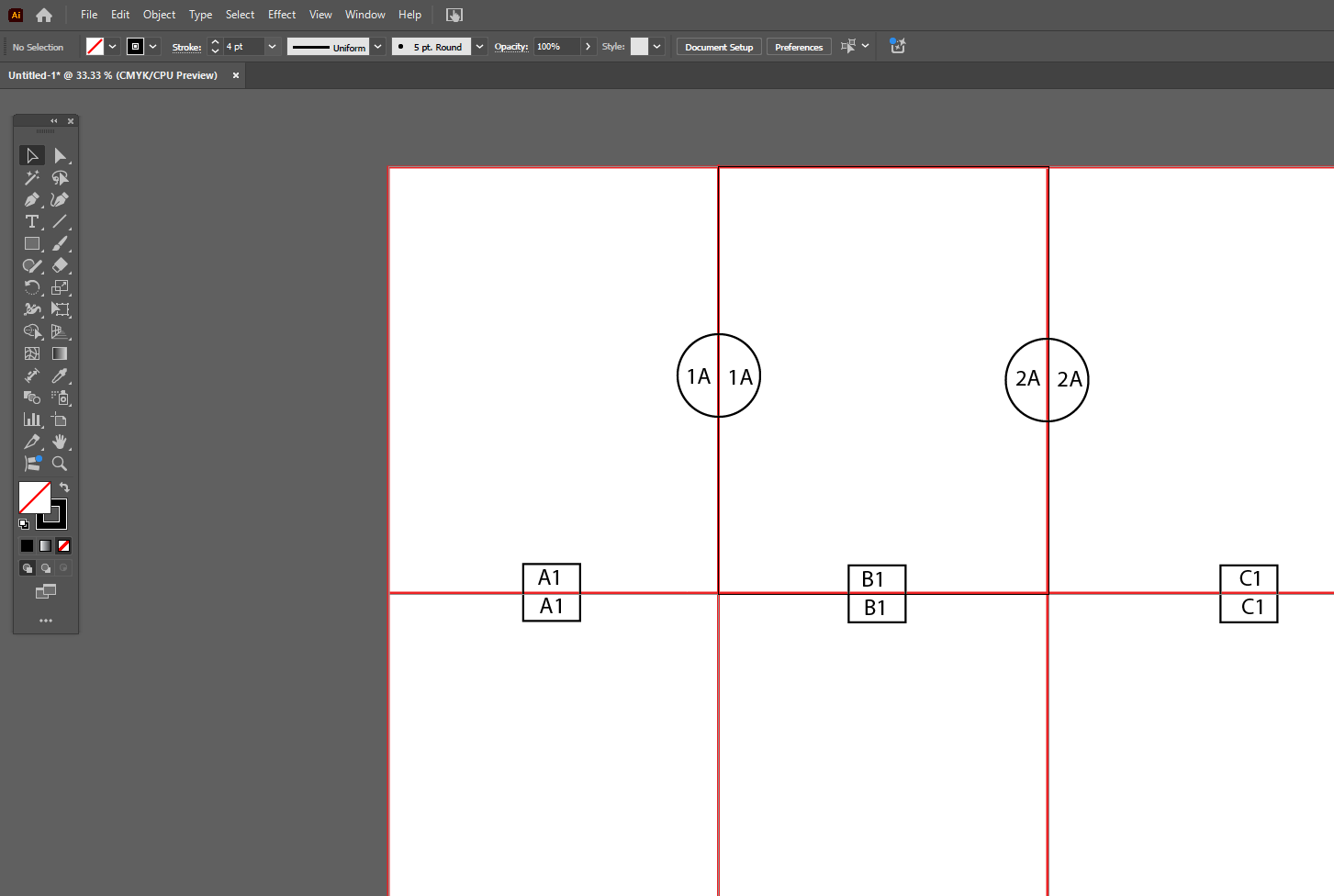 Adobe Illustrator window open showing how to create numbering for page tiling