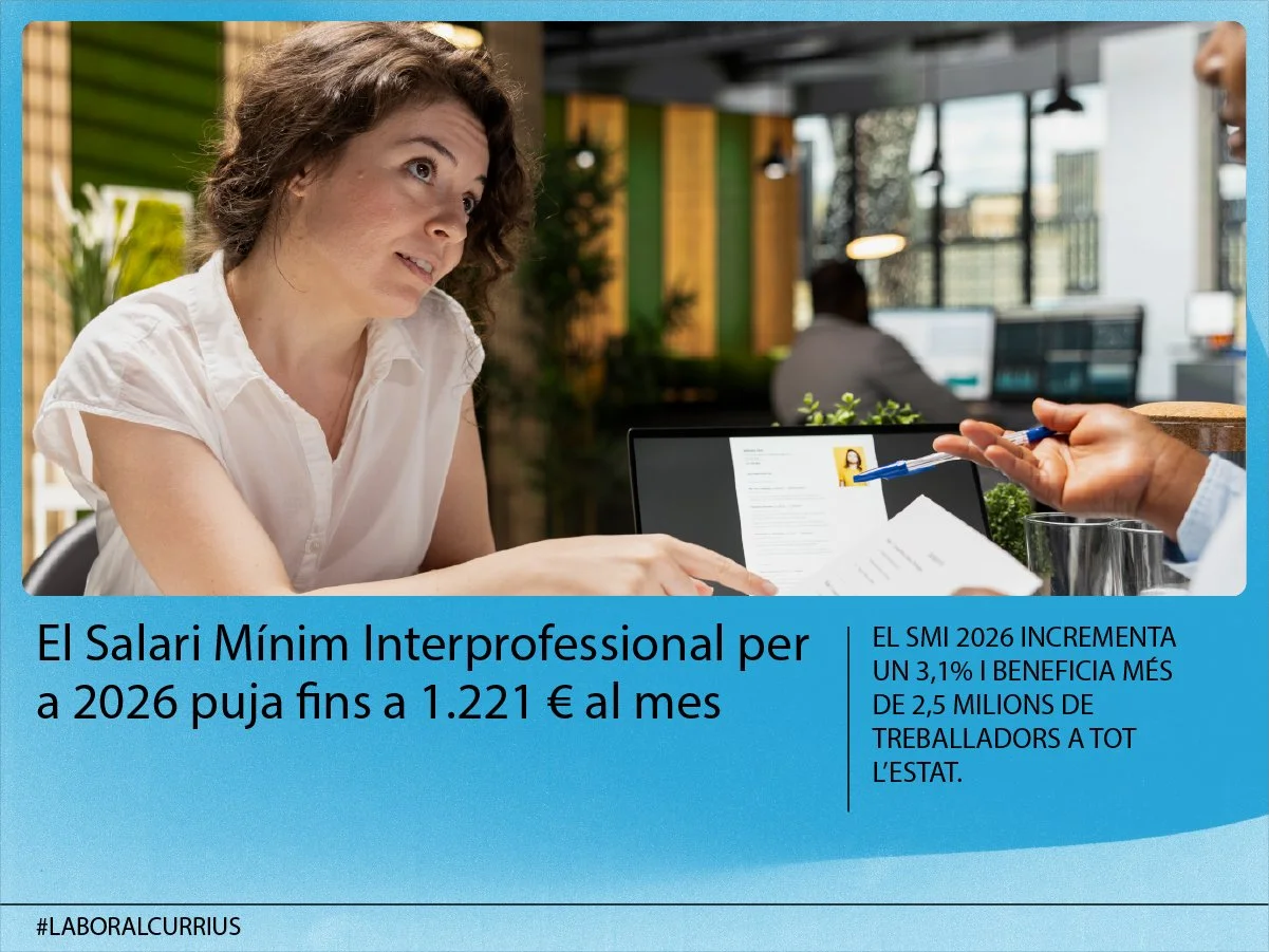 El Salari Mínim Interprofessional per a 2026 puja fins a 1.221 € al mes
