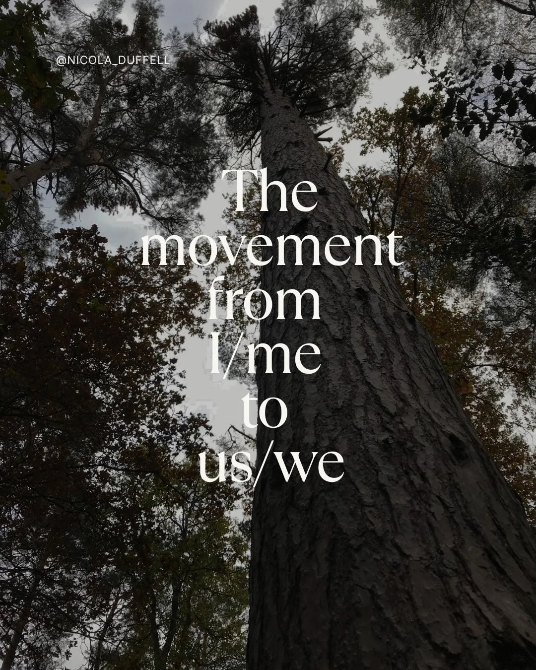 We have to make the move from I and me to us and we | This is vital. For far too long we&rsquo;ve been consumed by self but we&rsquo;re leaving each other behind.
.
We&rsquo;re turning against each other when we need to come together.
.
We don&rsquo;
