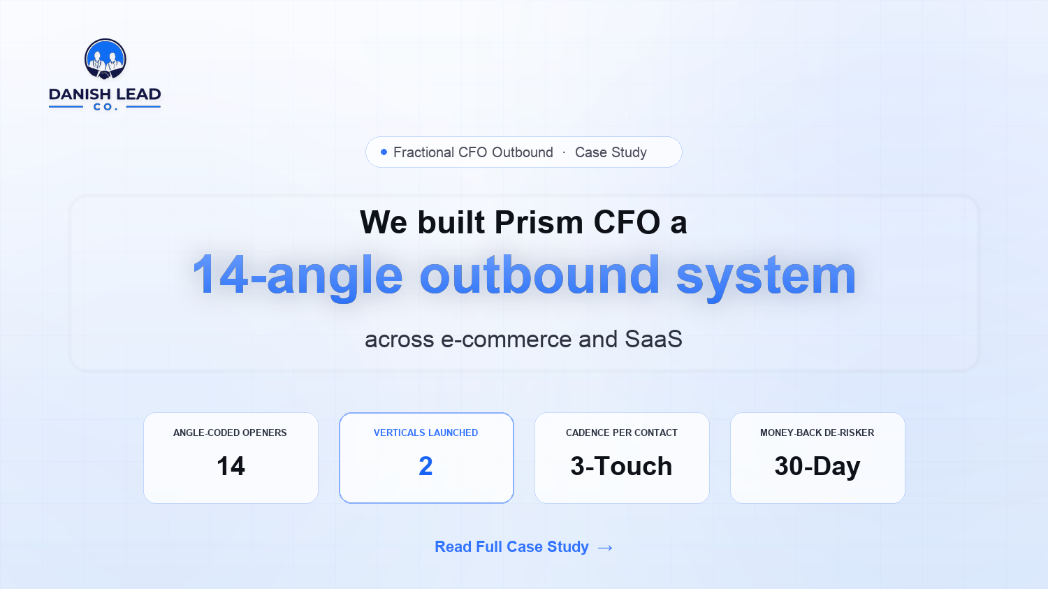 How Danish Lead Co. Built a 14-Angle, 2-Vertical Cold Outbound System for Prism CFO