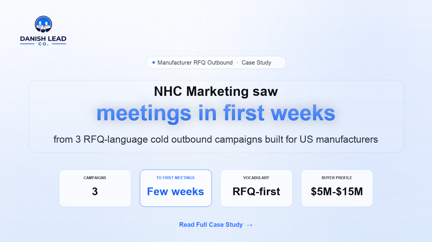 How NHC Marketing Saw Meetings in the First Few Weeks From 3 RFQ-Language Cold Outbound Campaigns for US Manufacturers
