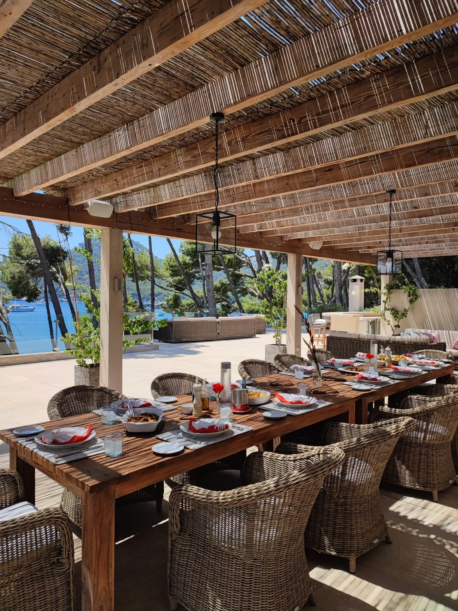 Private villa dining table set ready for the private chef in Mallorca