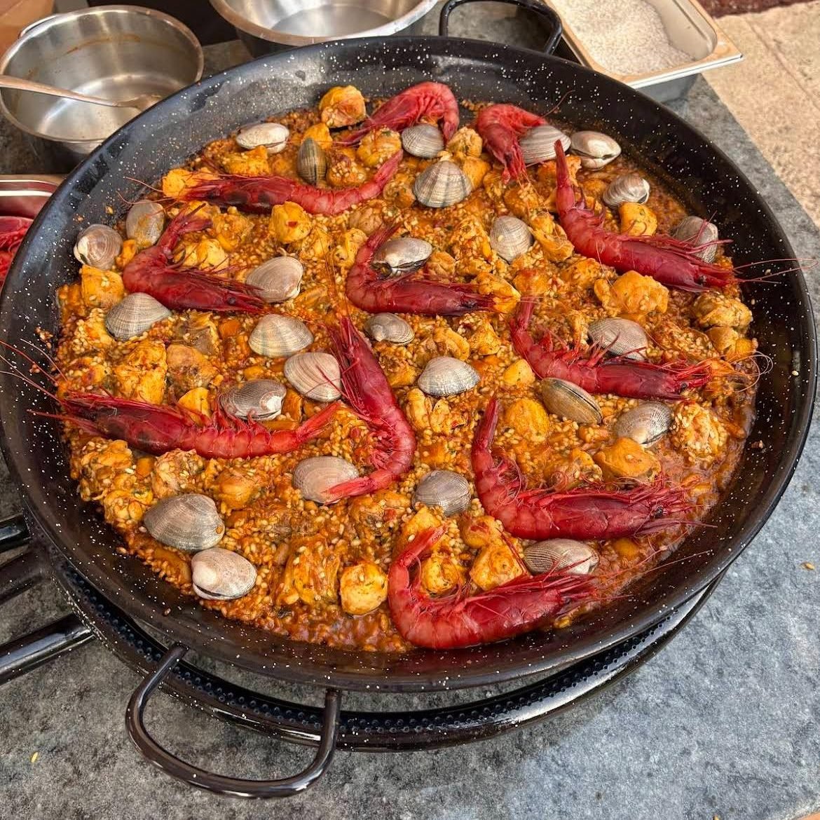Paella cooked on site by a Bluelime Bespoke private chef at a Mallorca villa