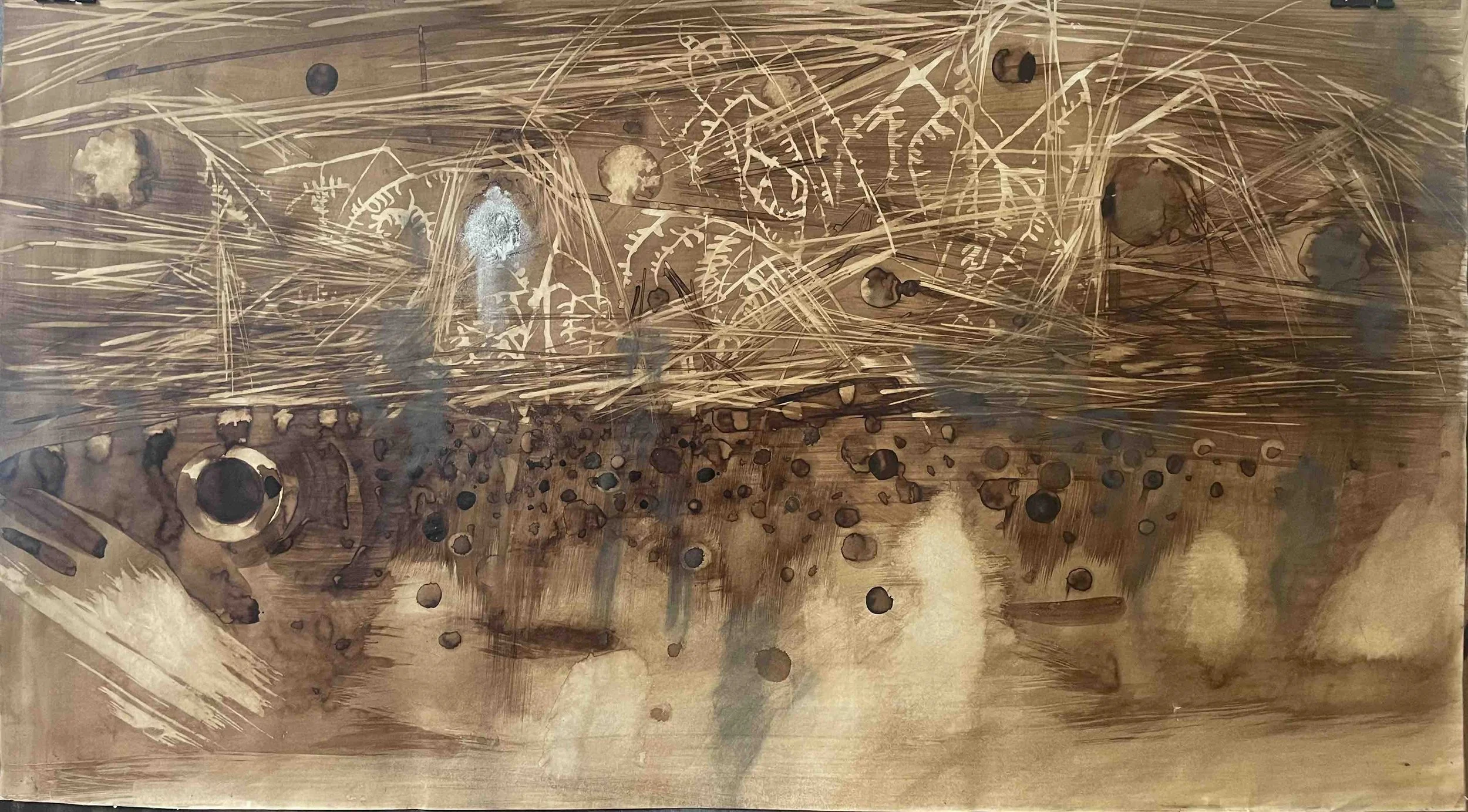 Truite - 11-
Didier Cros 2023 
Lavis au brou de noix sur papier
118 x 65 cm
Prix de vente : 900€