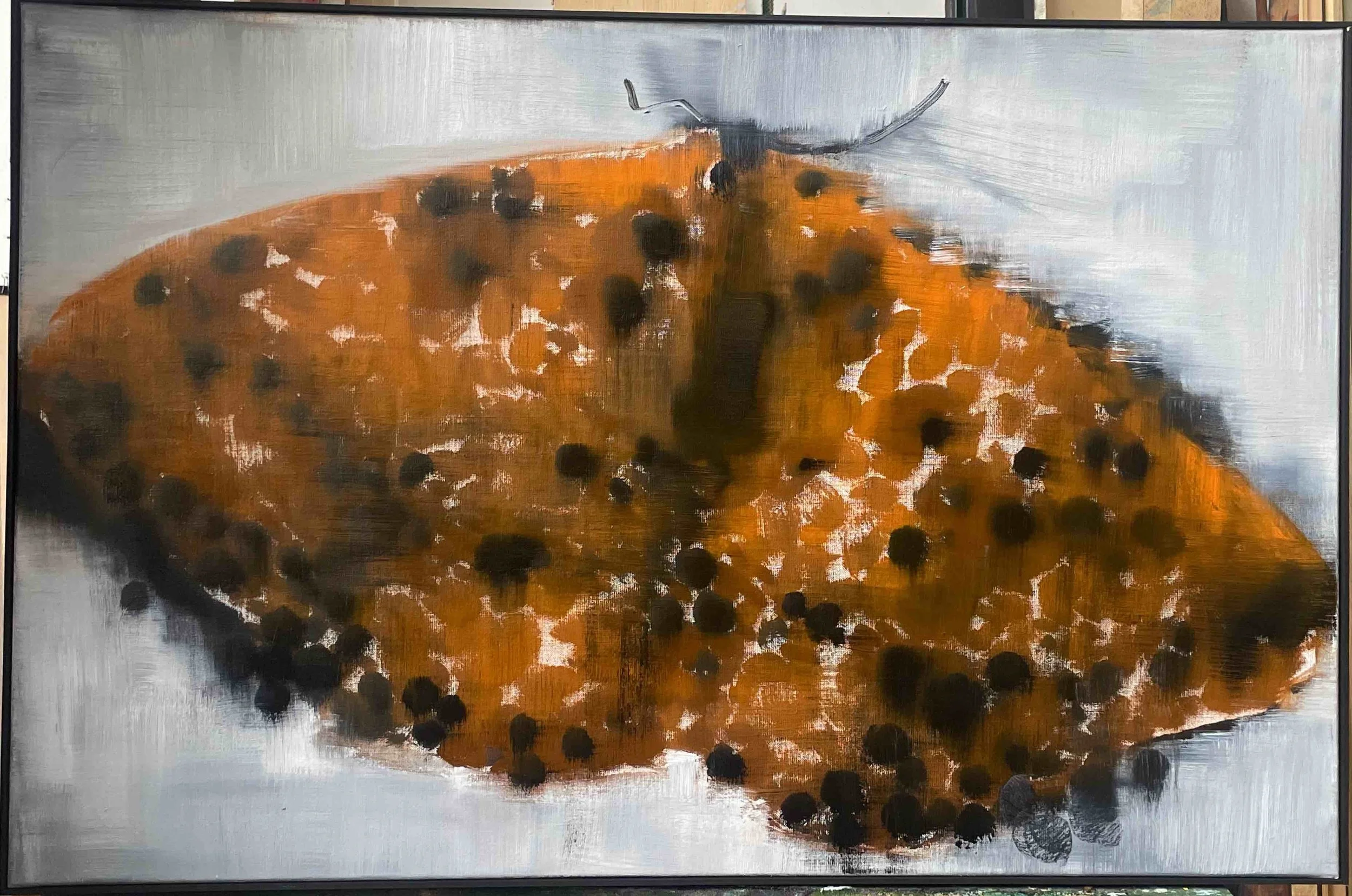 Exposition 30-05/30-06 24. MLS Galerie 123 quai des chartrons. Papillon Orange - Huile sur toile 2024 papillon 100x65cm - 2000€