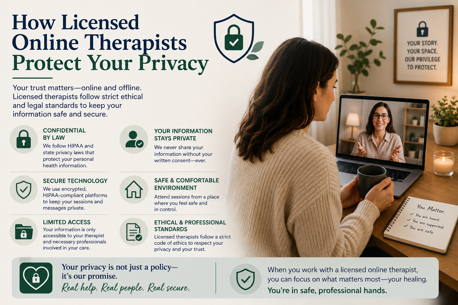 How Licensed Online Therapists Protect Your Privacy