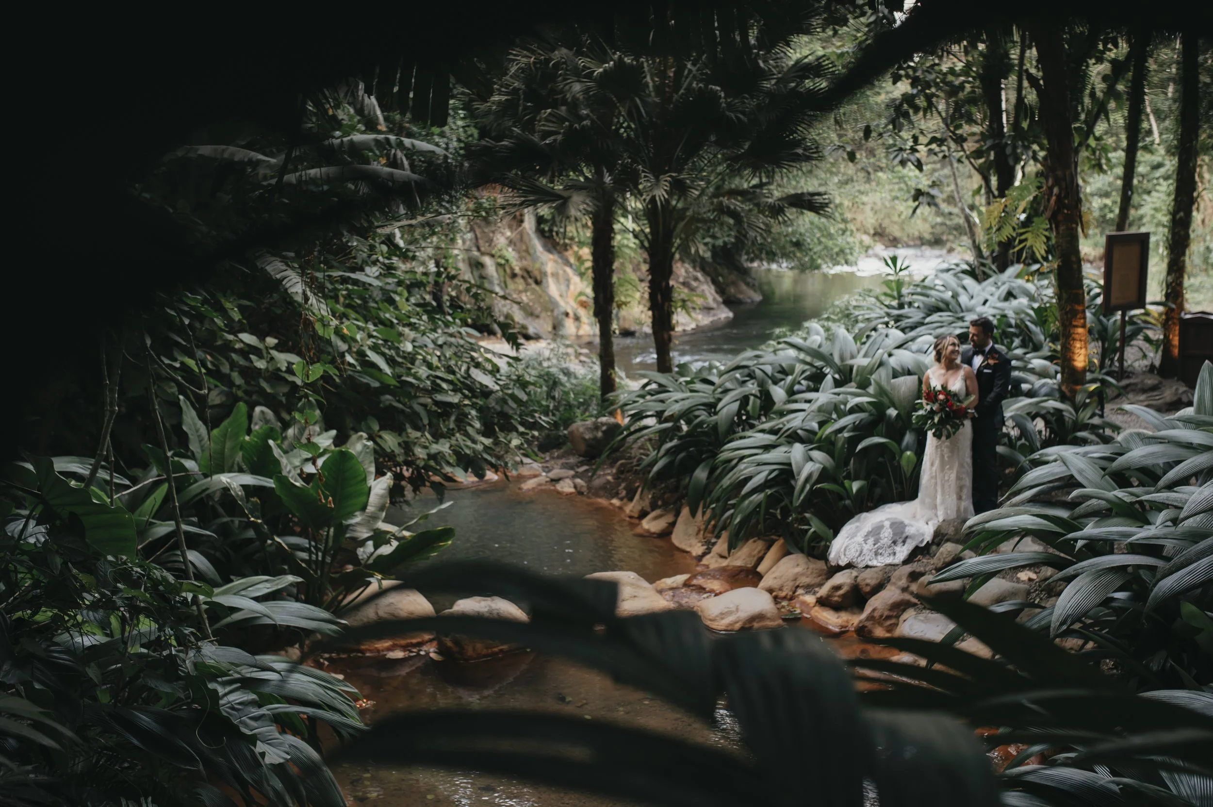 Arenal Volcano wedding with colorful blooms, bright decor, and tropical elegance