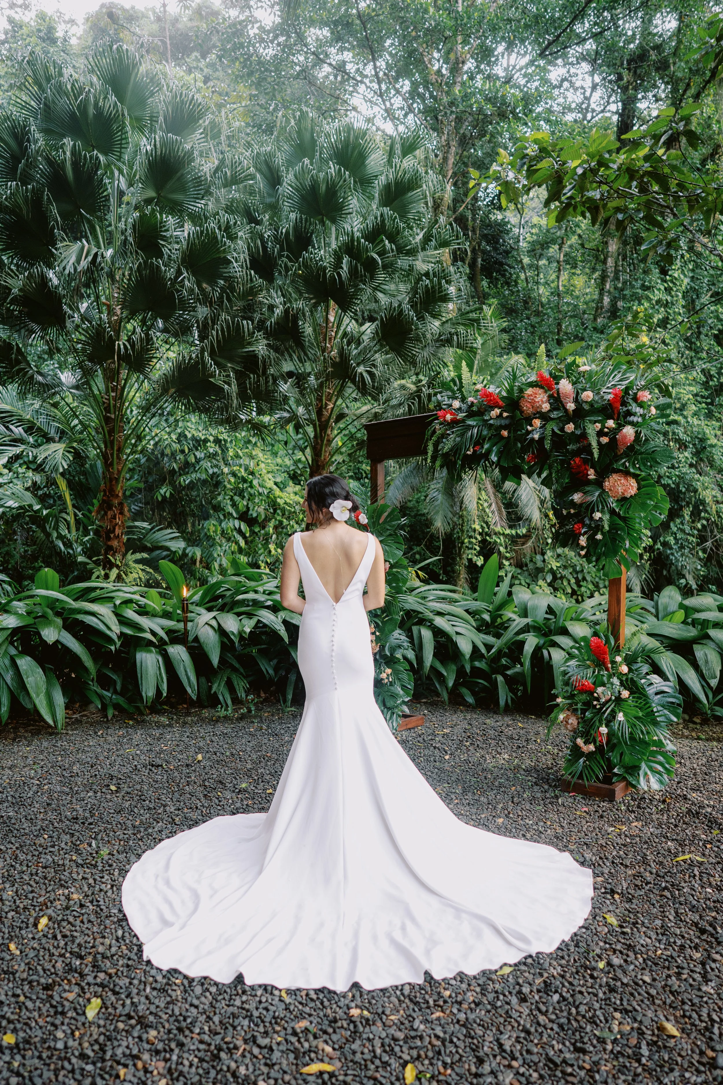 Romantic riverside bride at her ceremony
