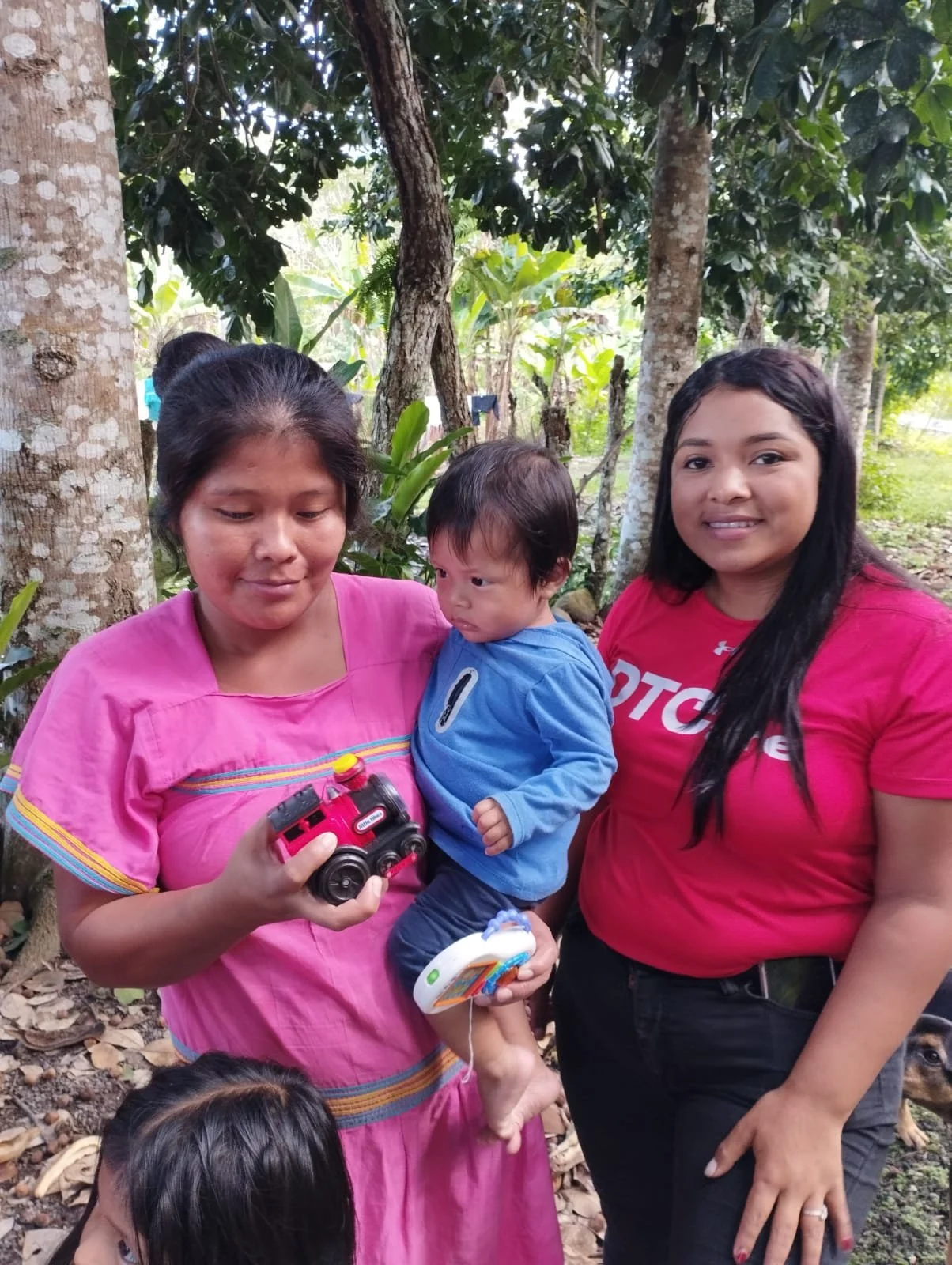 Distributing aid to indigenous families in Panama.