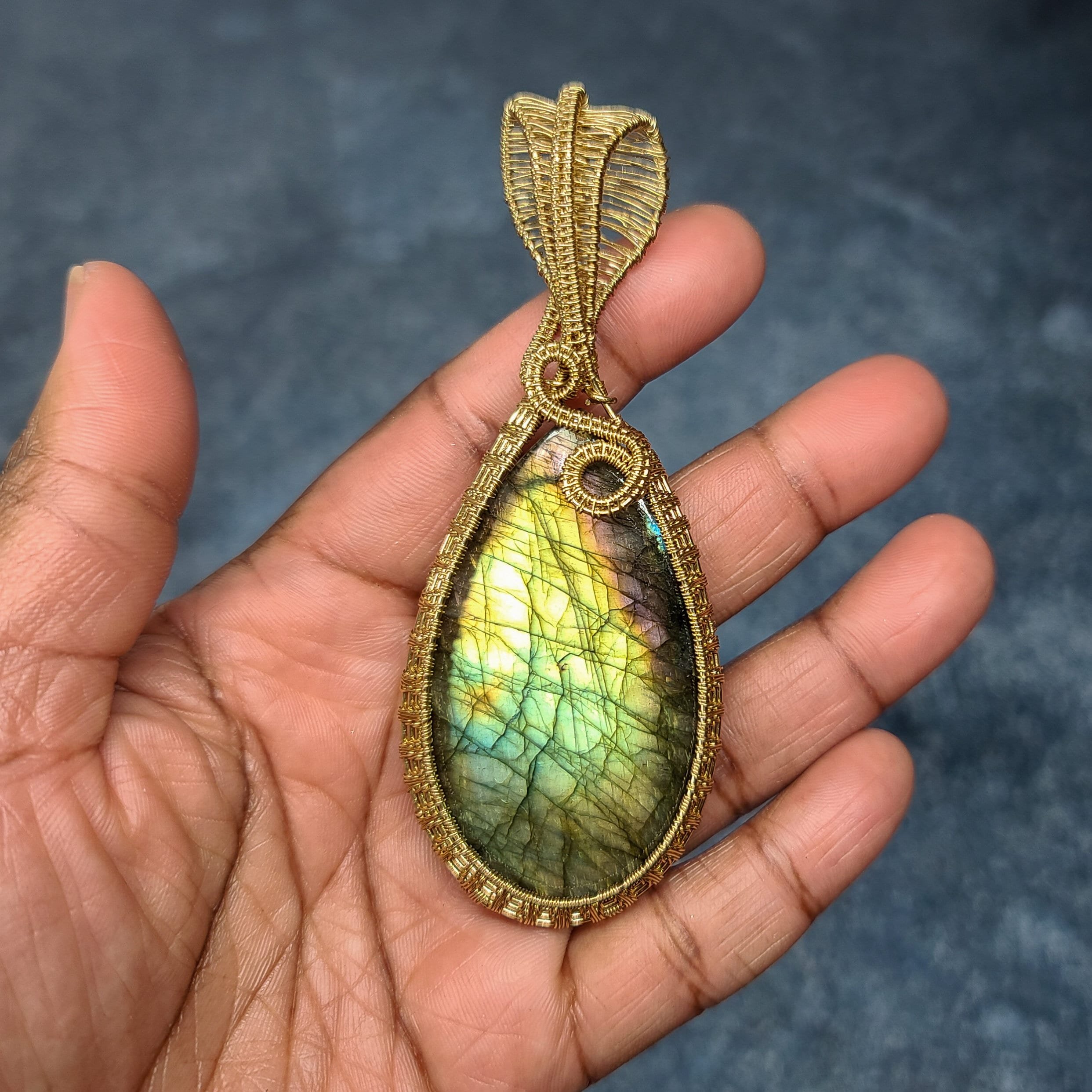 Ulara Moon Green/Yellow Labradorite Pendant by Ulara Moon