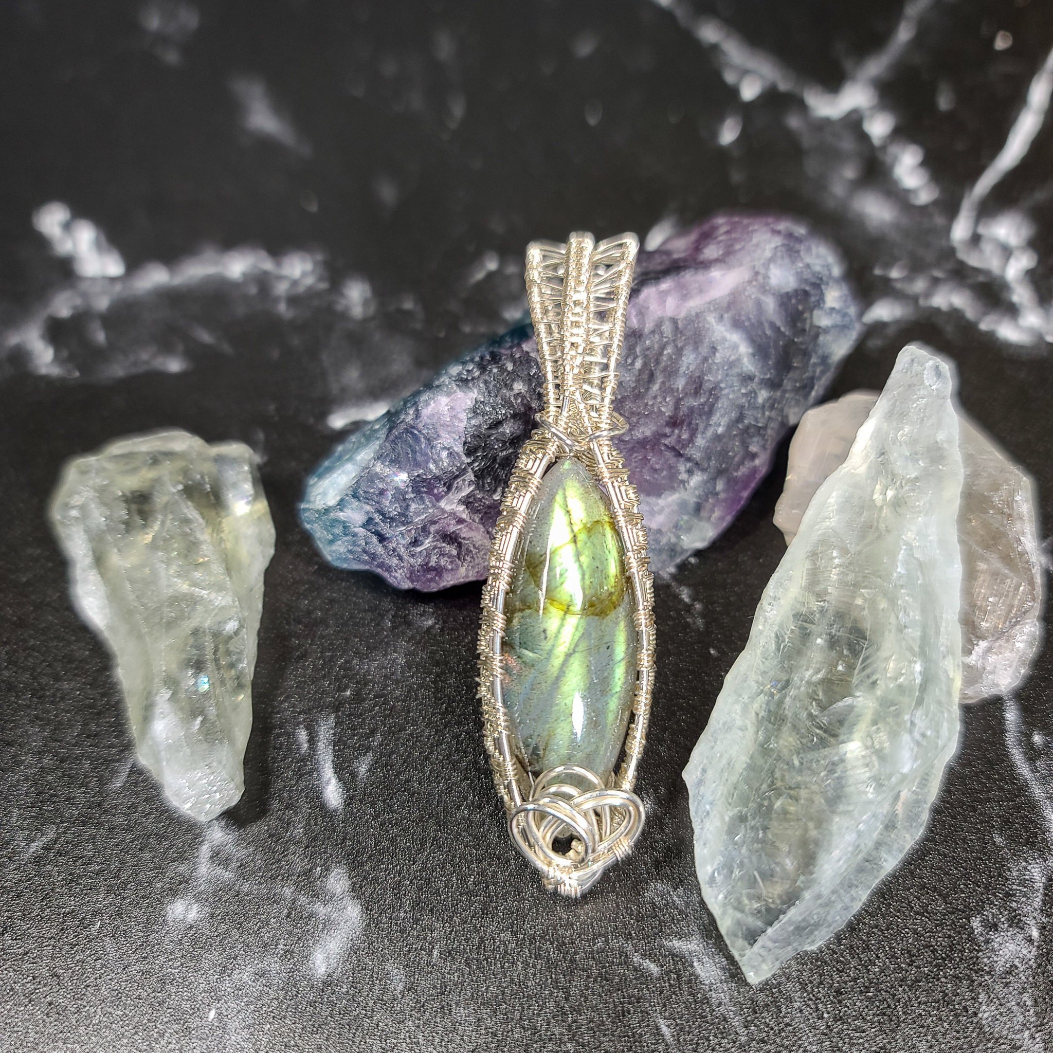 Ulara Moon Light Blue/Green Labradorite Pendant by Ulara Moon