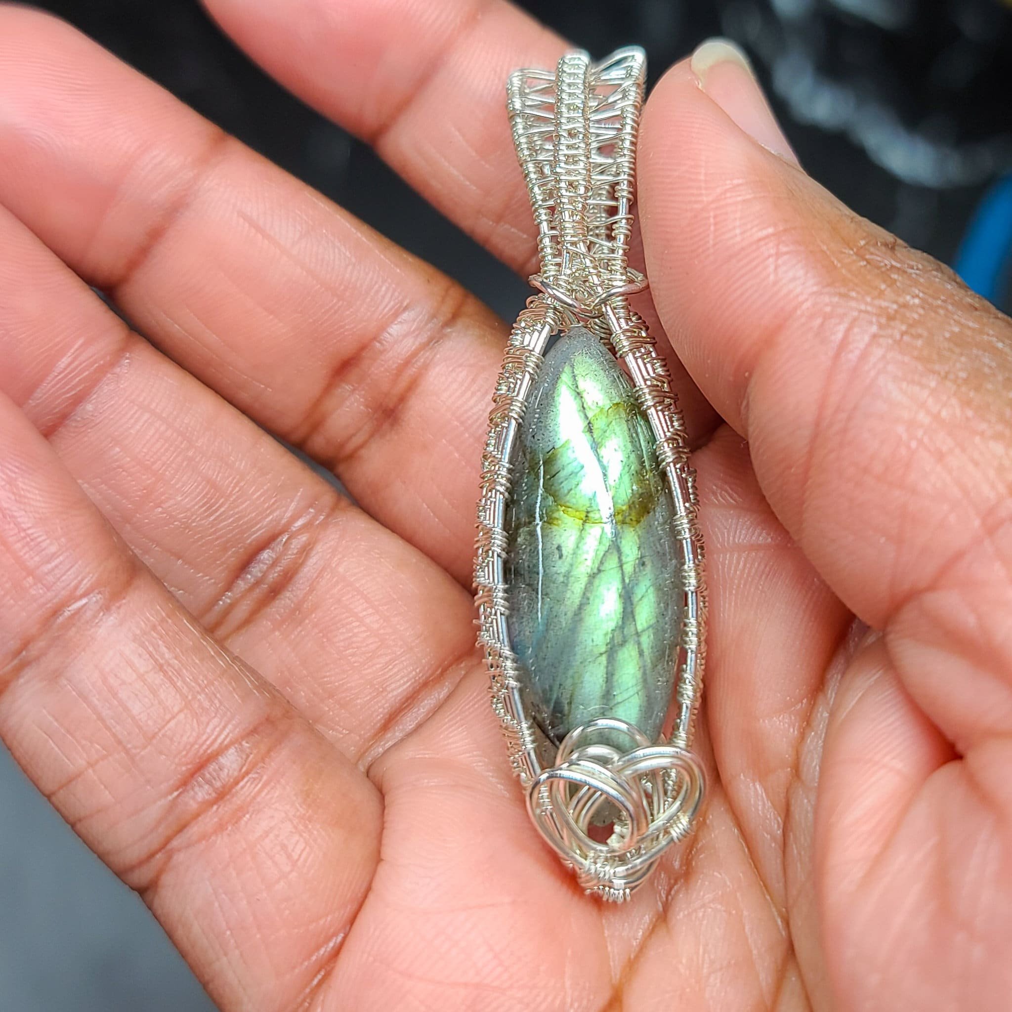 Ulara Moon Light Blue/Green Labradorite Pendant by Ulara Moon