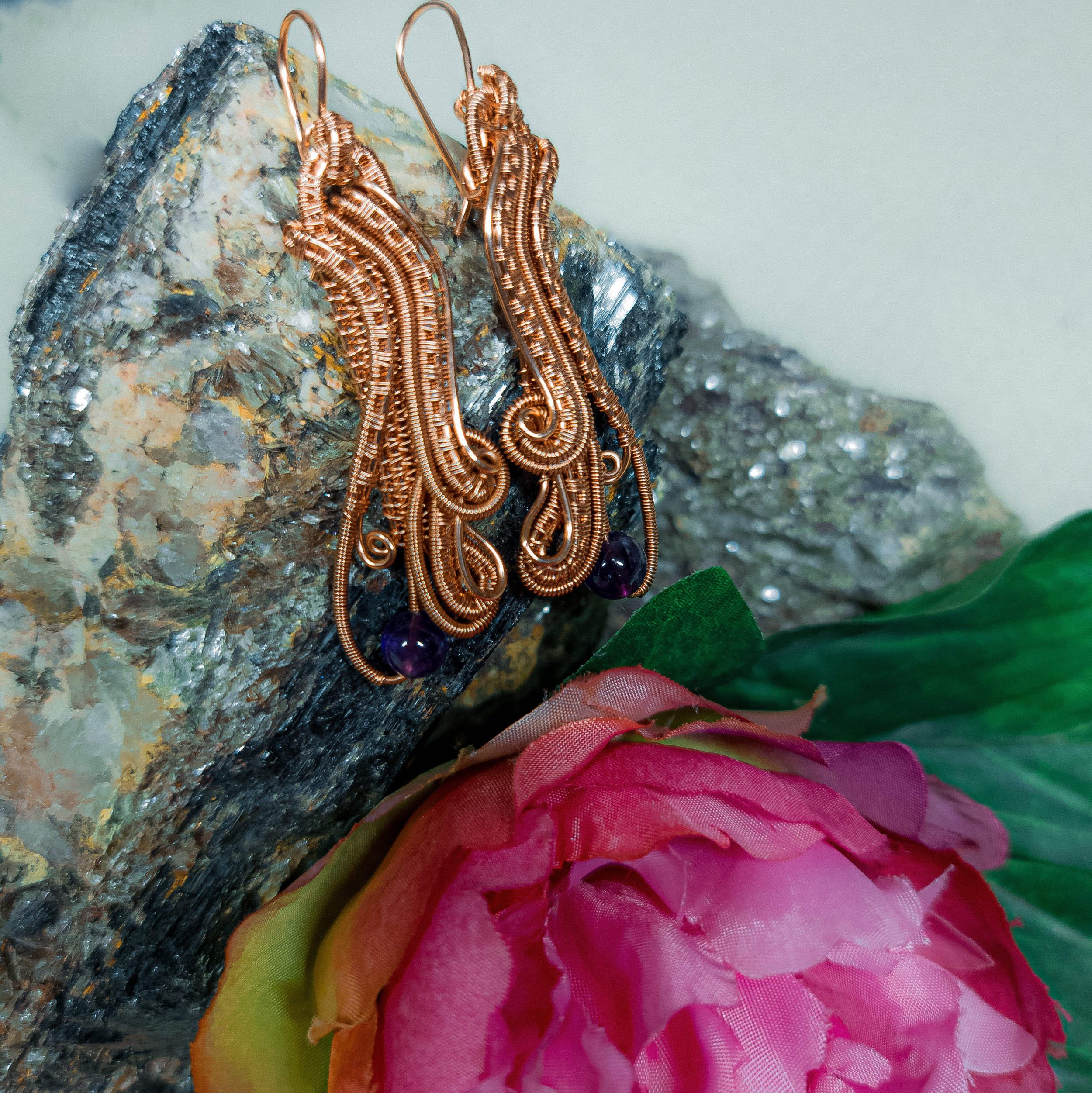 Ulara Moon Amethyst Wing Earrings by Ulara Moon