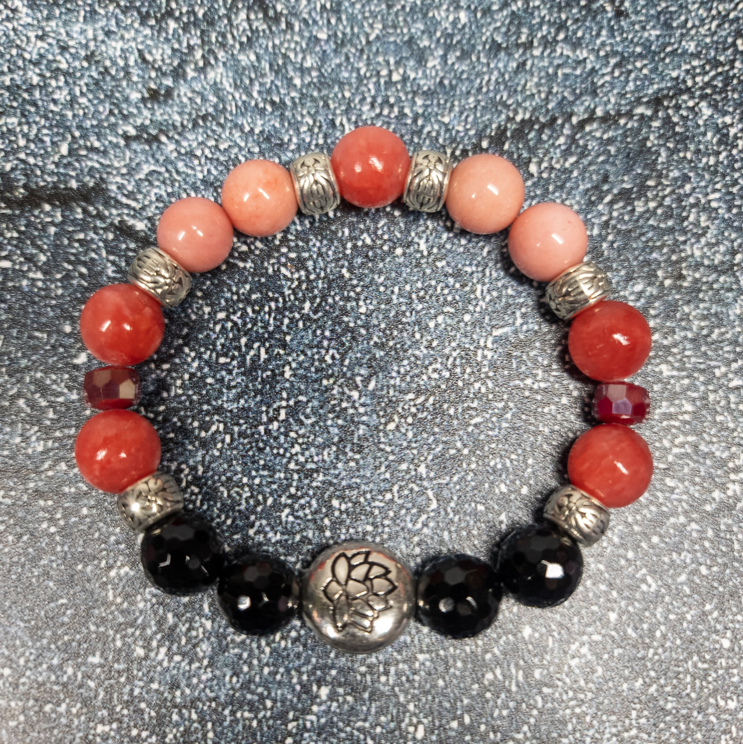 Ulara Moon Pink Quartzite and Black Agate Bracelet by Ulara Moon