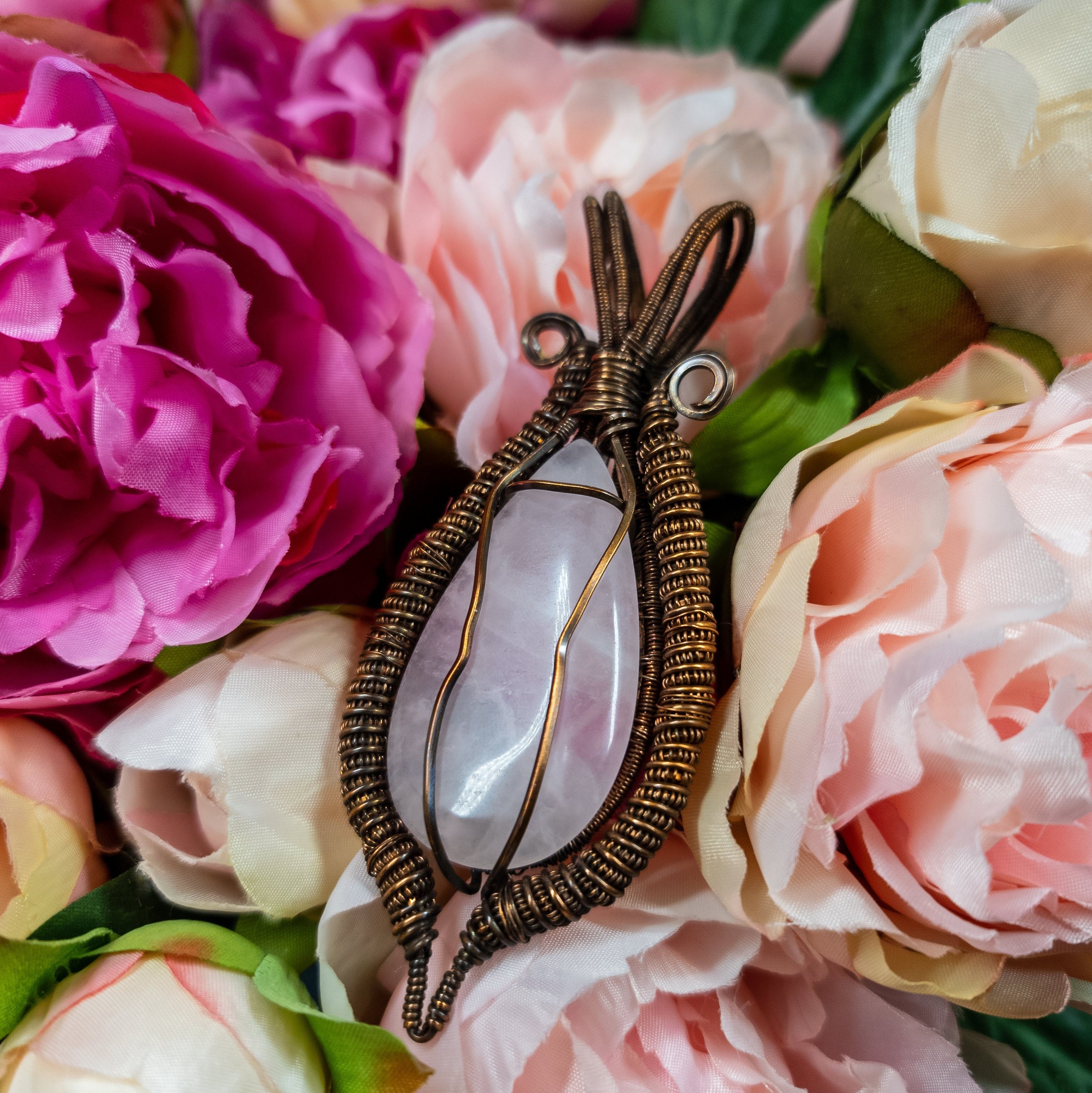 Ulara Moon Rose Quartz Pendant by Vailen