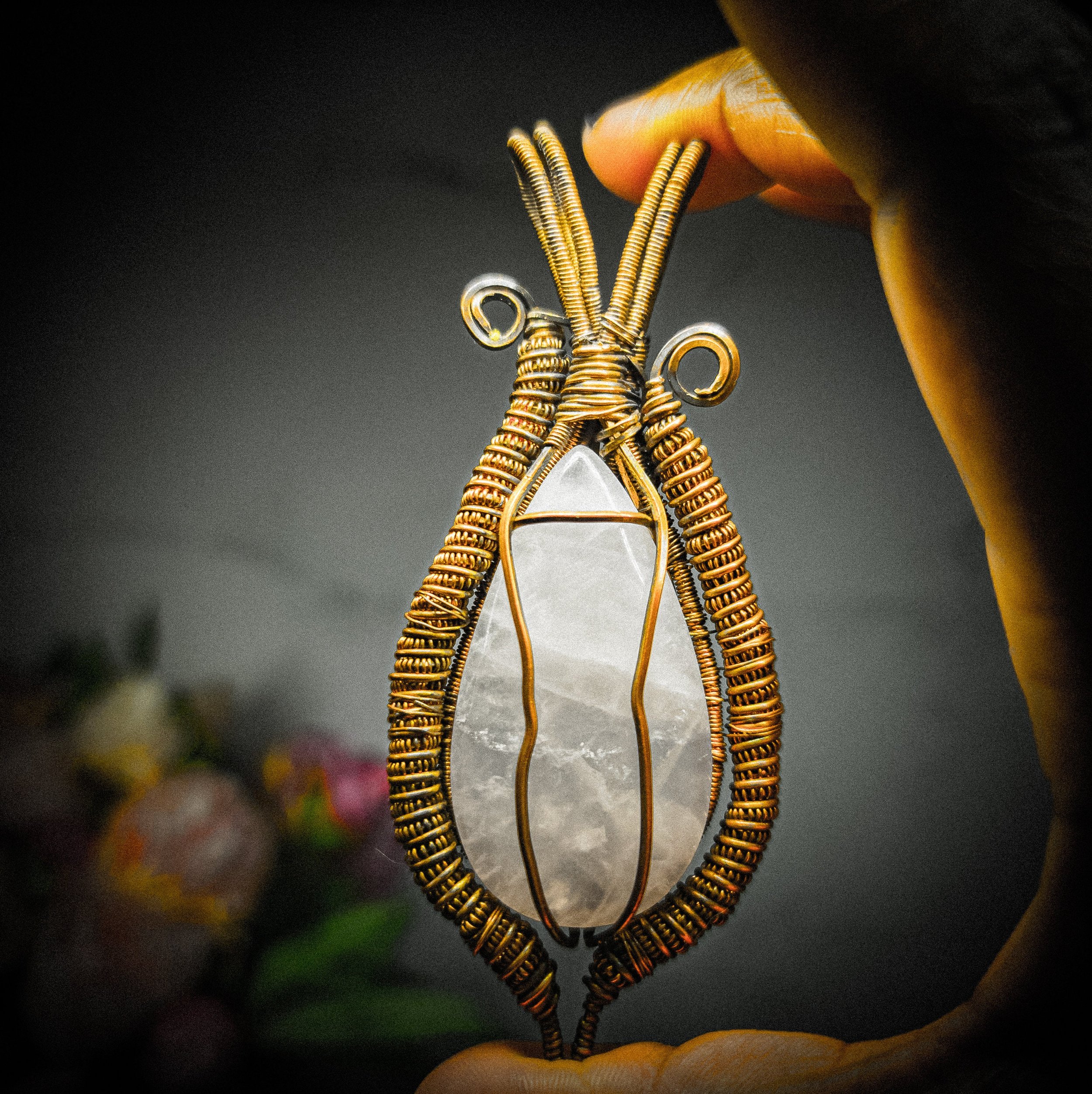 Ulara Moon Rose Quartz Pendant by Vailen