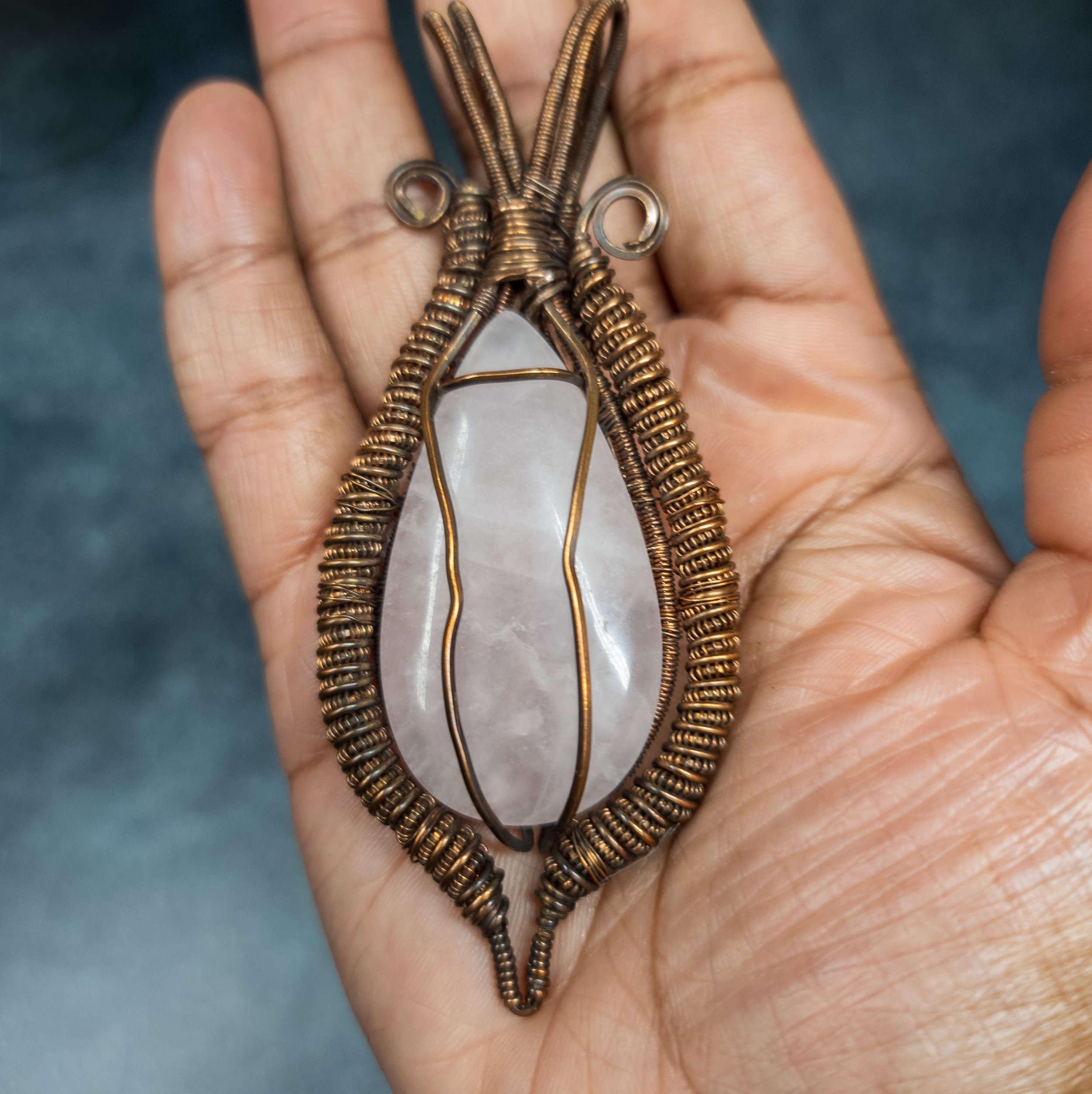 Ulara Moon Rose Quartz Pendant by Vailen