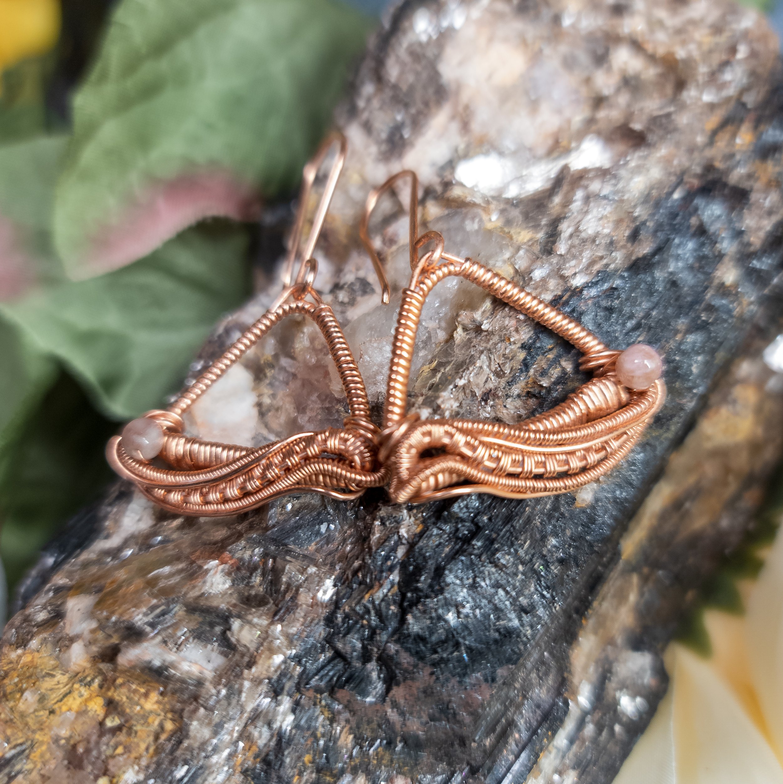 Tourmaline And Copper Earrings by Ulara Moon