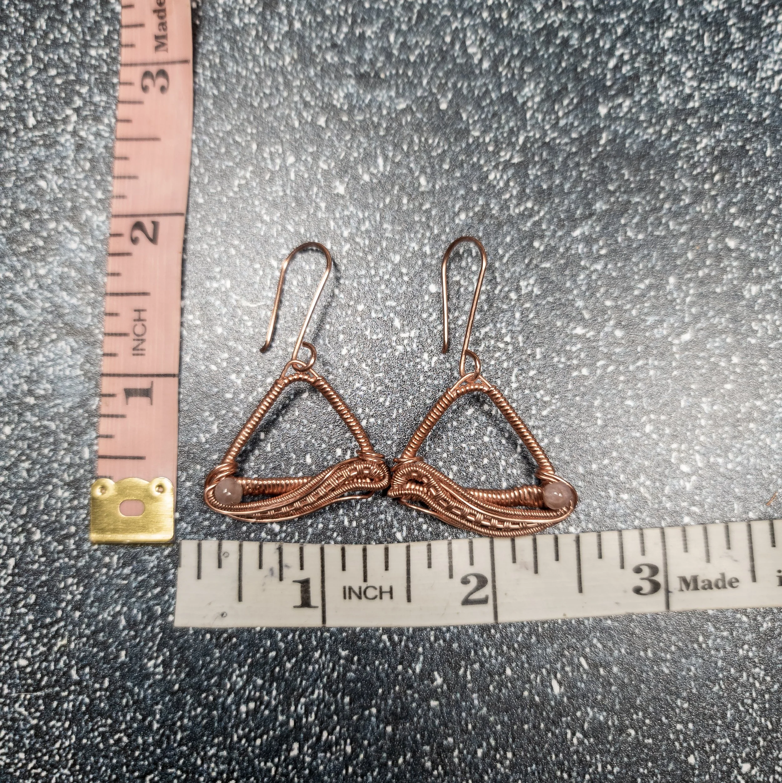 Tourmaline And Copper Earrings by Ulara Moon
