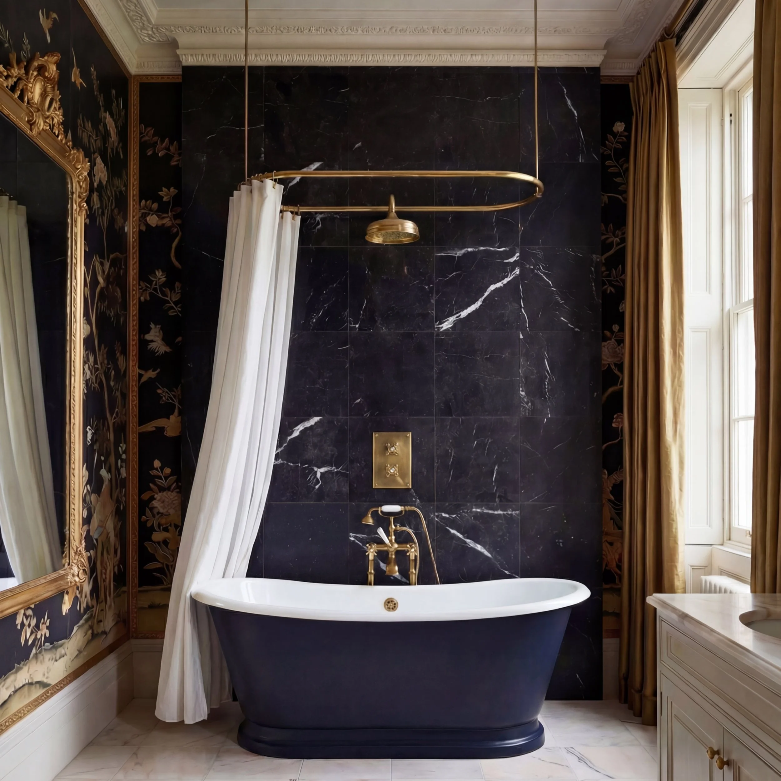 Noir marble bathroom