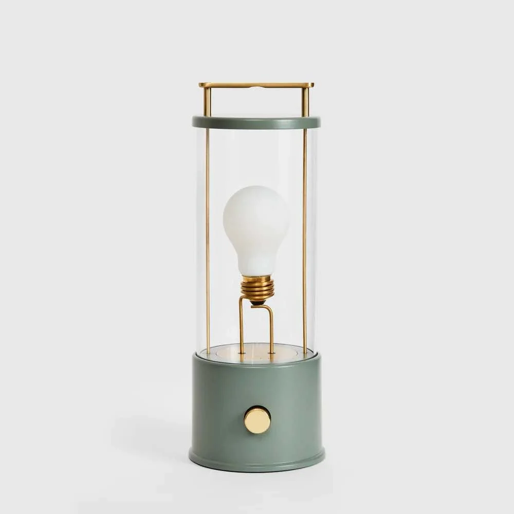 garden green portable bathroom light with gold handle